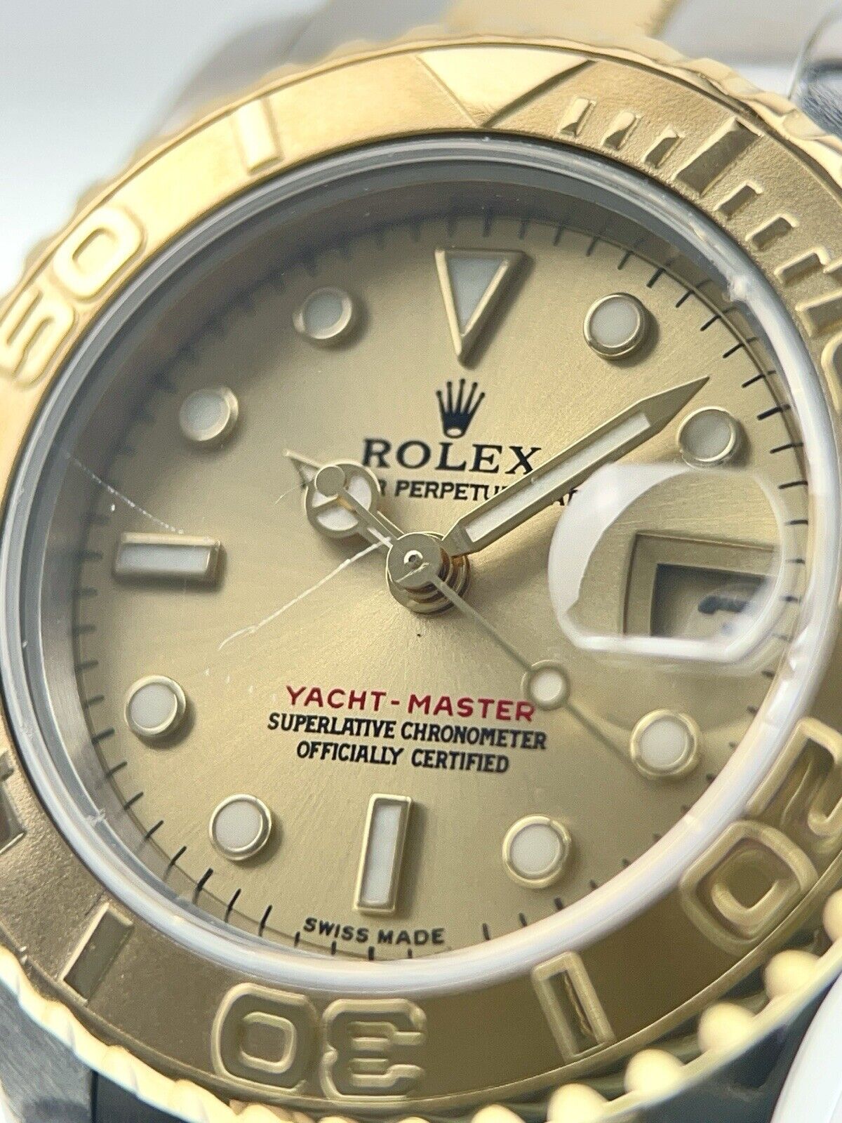 Rolex Yacht-Master 18k Gold & Steel Gold Dial 29mm Automatic Womens Watch 169623