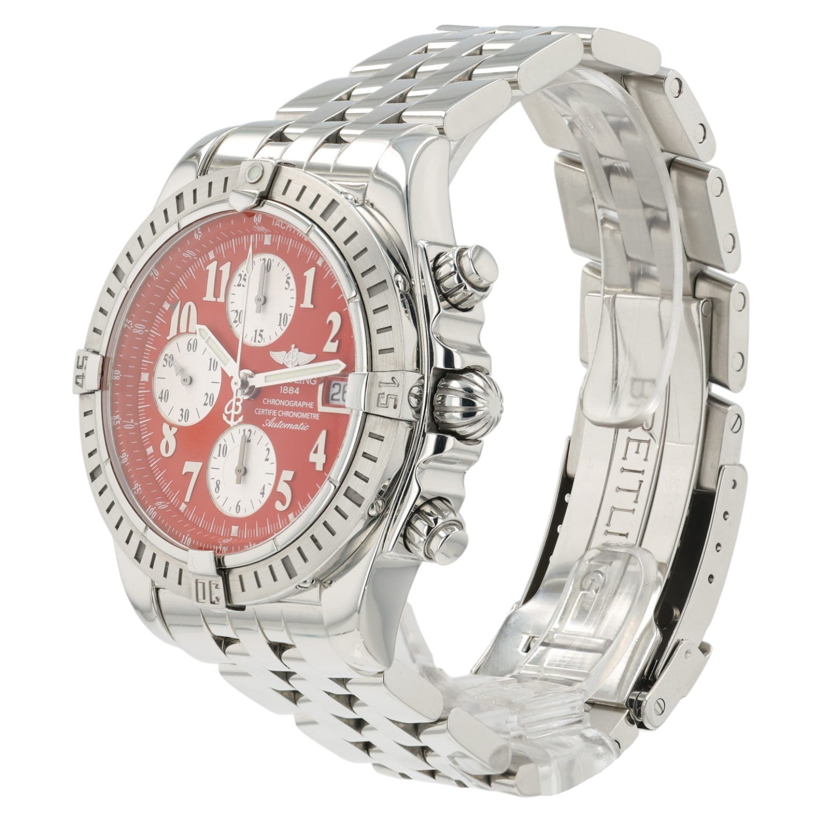 Breitling Chronomat Evolution Red Dial Stainless Steel 43mm Auto Mens A13356