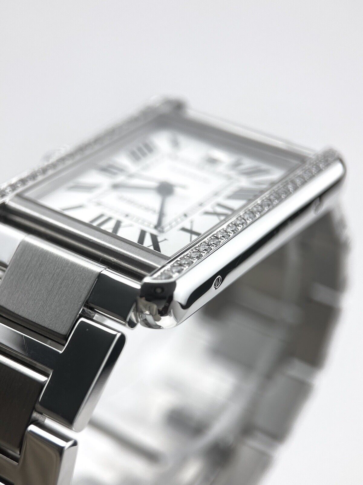 Cartier Tank Solo XL Automatic Steel Mens Watch W5200028 Aftermarket Diamonds