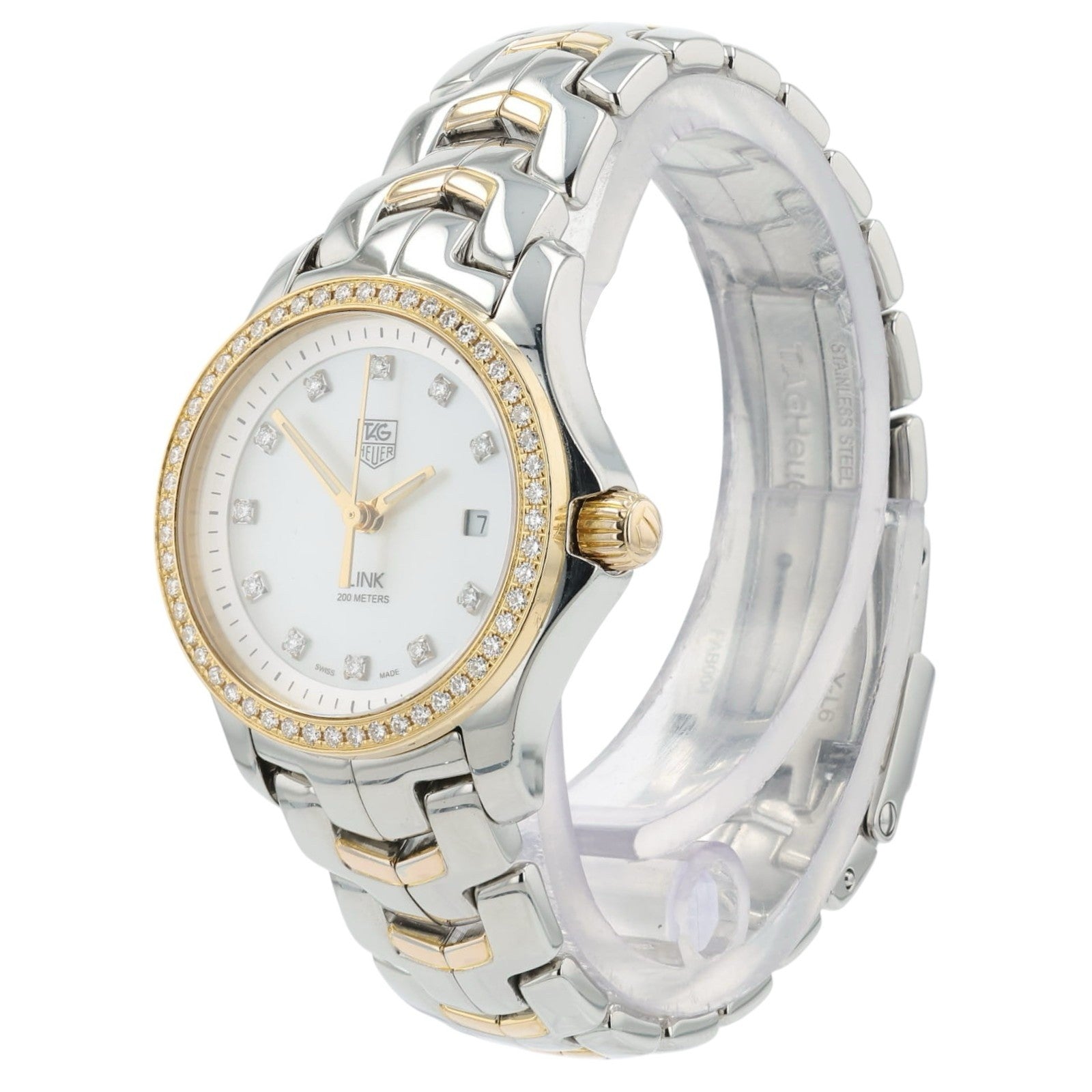 Tag Heuer Link Lady Mother Of Pearl Dial Gold & Steel 27mm Quartz Womens WJF1354
