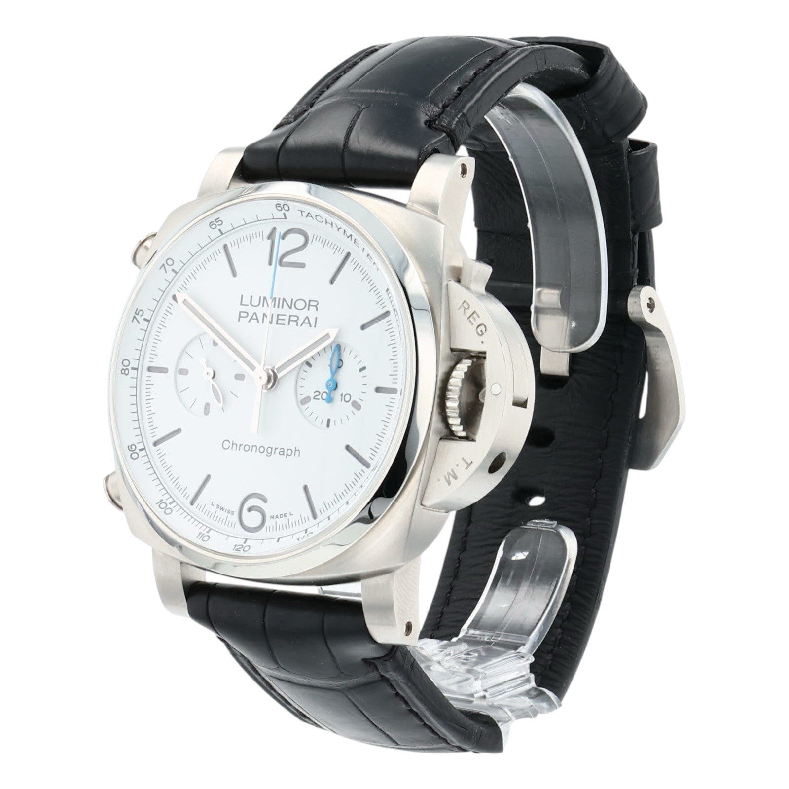 Panerai Luminor Chronograph Steel White Dial 44mm Automatic Mens Watch PAM01218