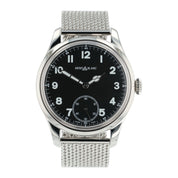 Montblanc 1858 44mm Mens Watch Stainless Steel Black Dial Manual Watch 115074