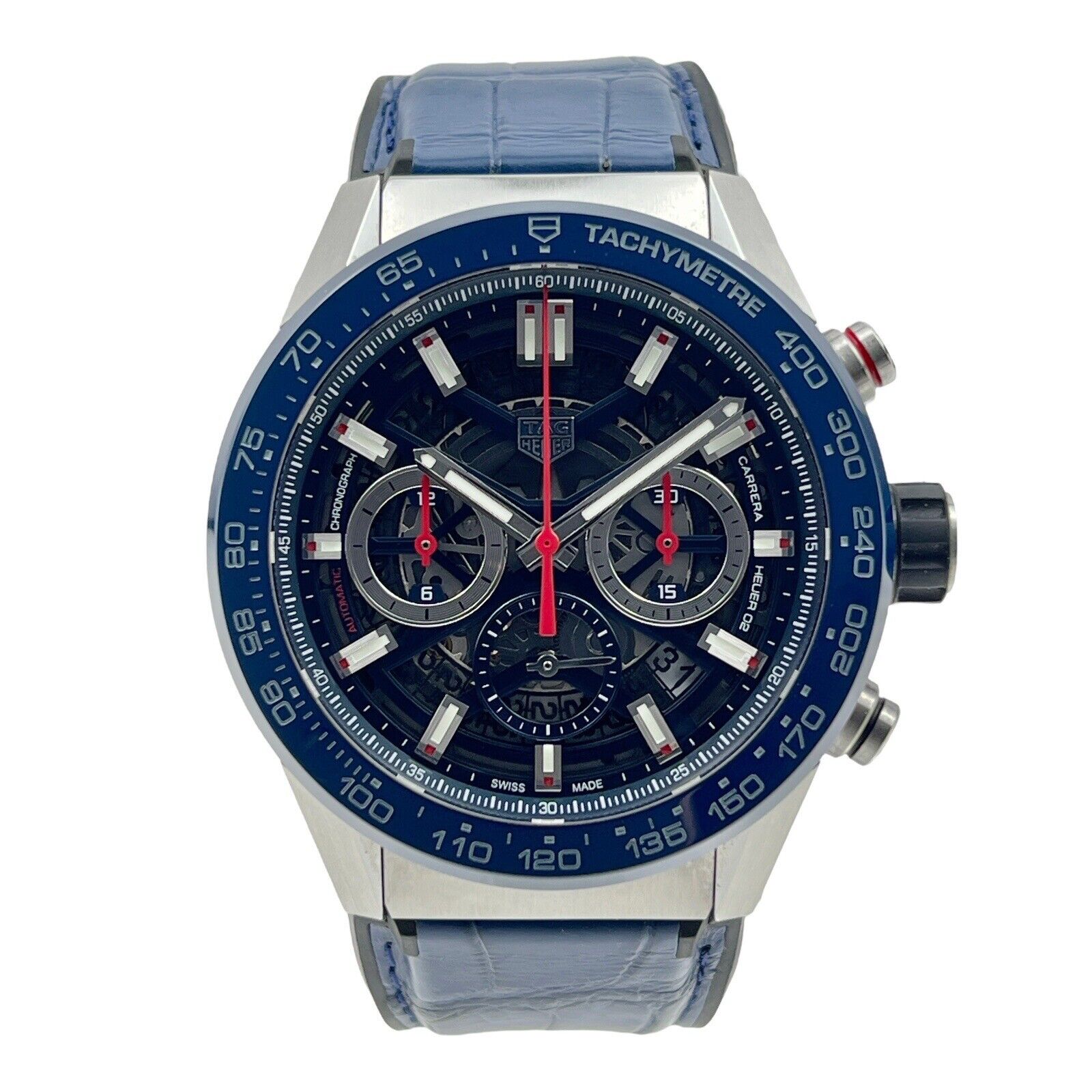 Tag Heuer Carrera Calibre Heuer 02 CBG2A11 45mm Blue Men's Skeleton Watch