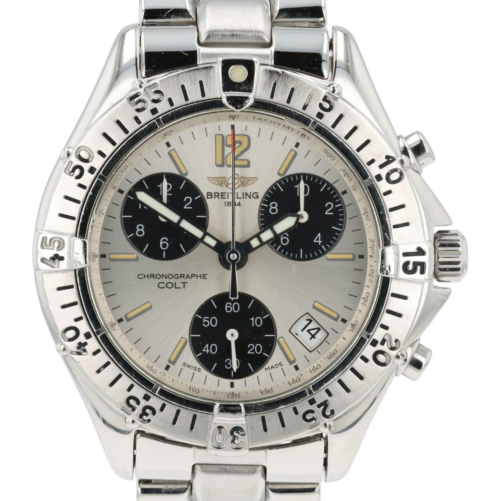 Breitling Colt Chronograph Silver Dial Stainless Steel 38mm Quartz Mens A53035
