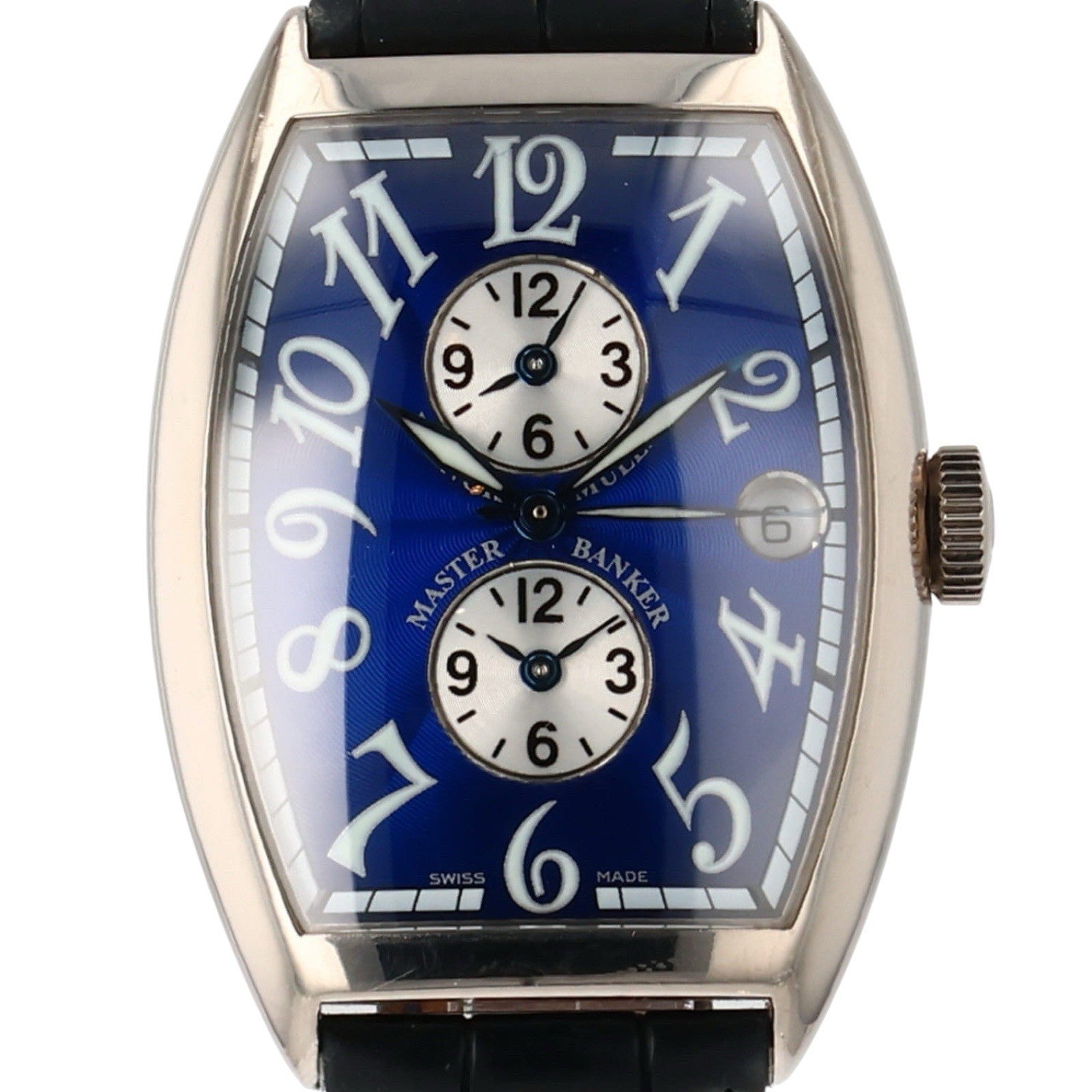 Frank Muller Master Banker 18k White Gold Blue Dial 34mm Automatic Watch 6850MB