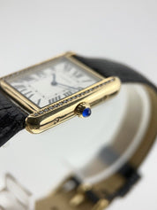 Cartier Tank Solo 18k Yellow Gold Leather Band Quartz Women’s Watch 2743