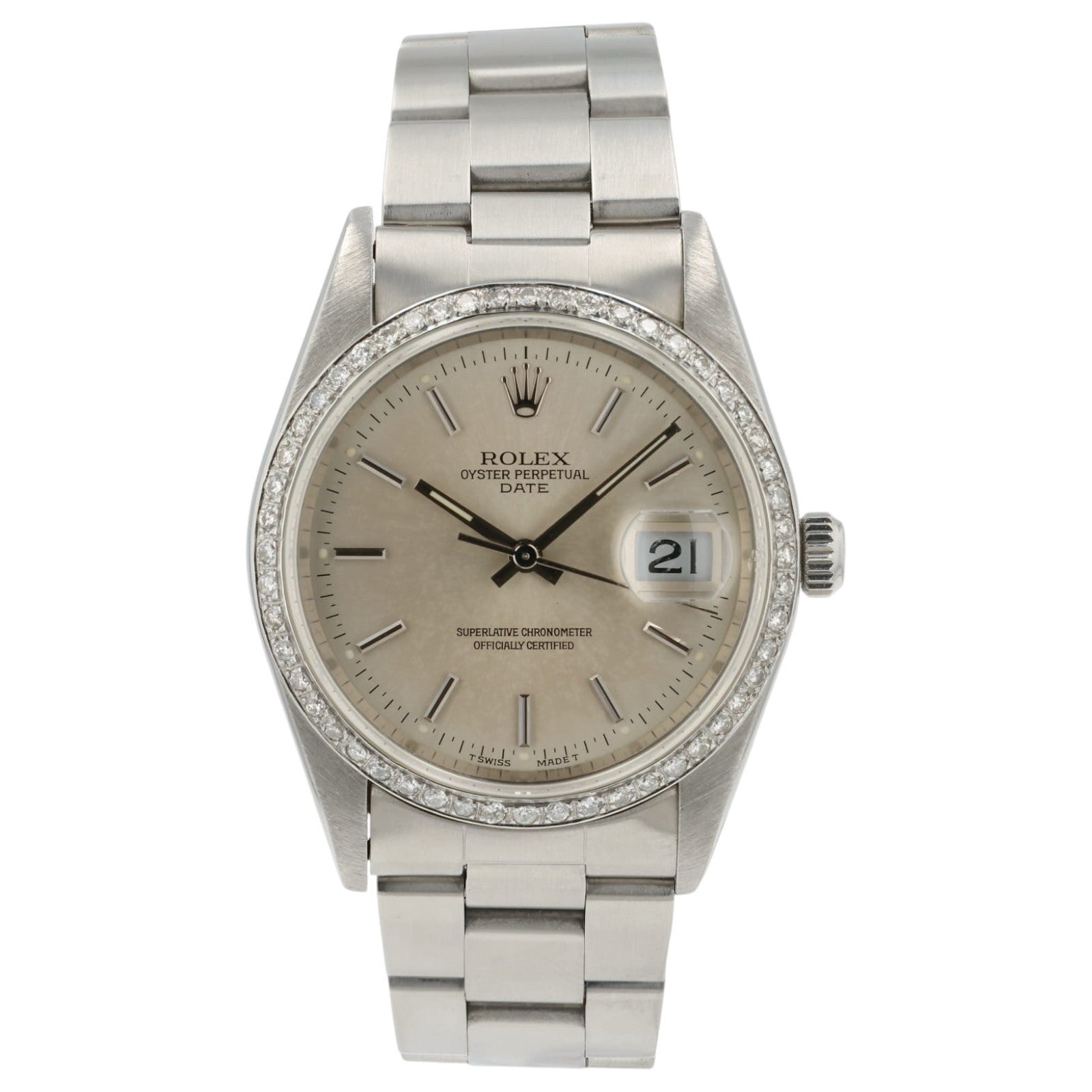 Rolex Datejust Silver Dial Stainless Steel 36mm Automatic Men’s Watch 16220