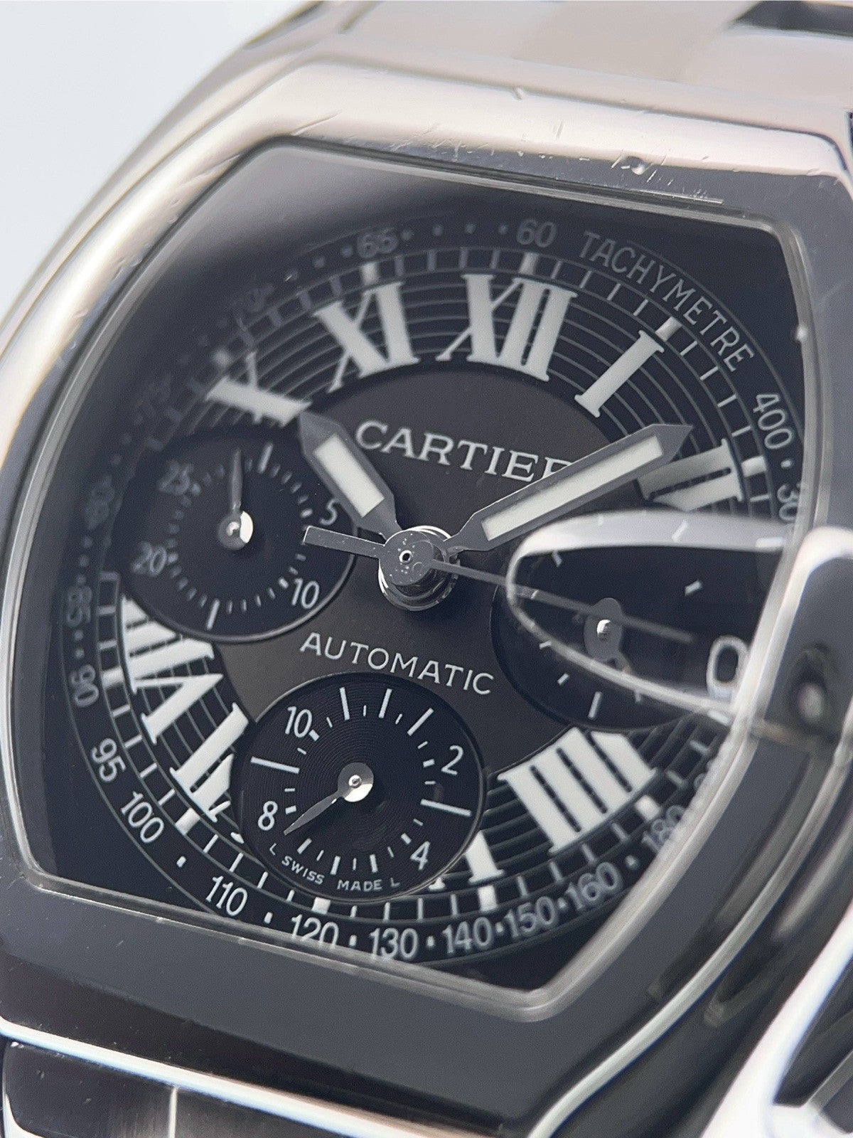 Cartier Roadster Stainless Steel Black Dial 40mm Automatic Mens Watch W62007X6