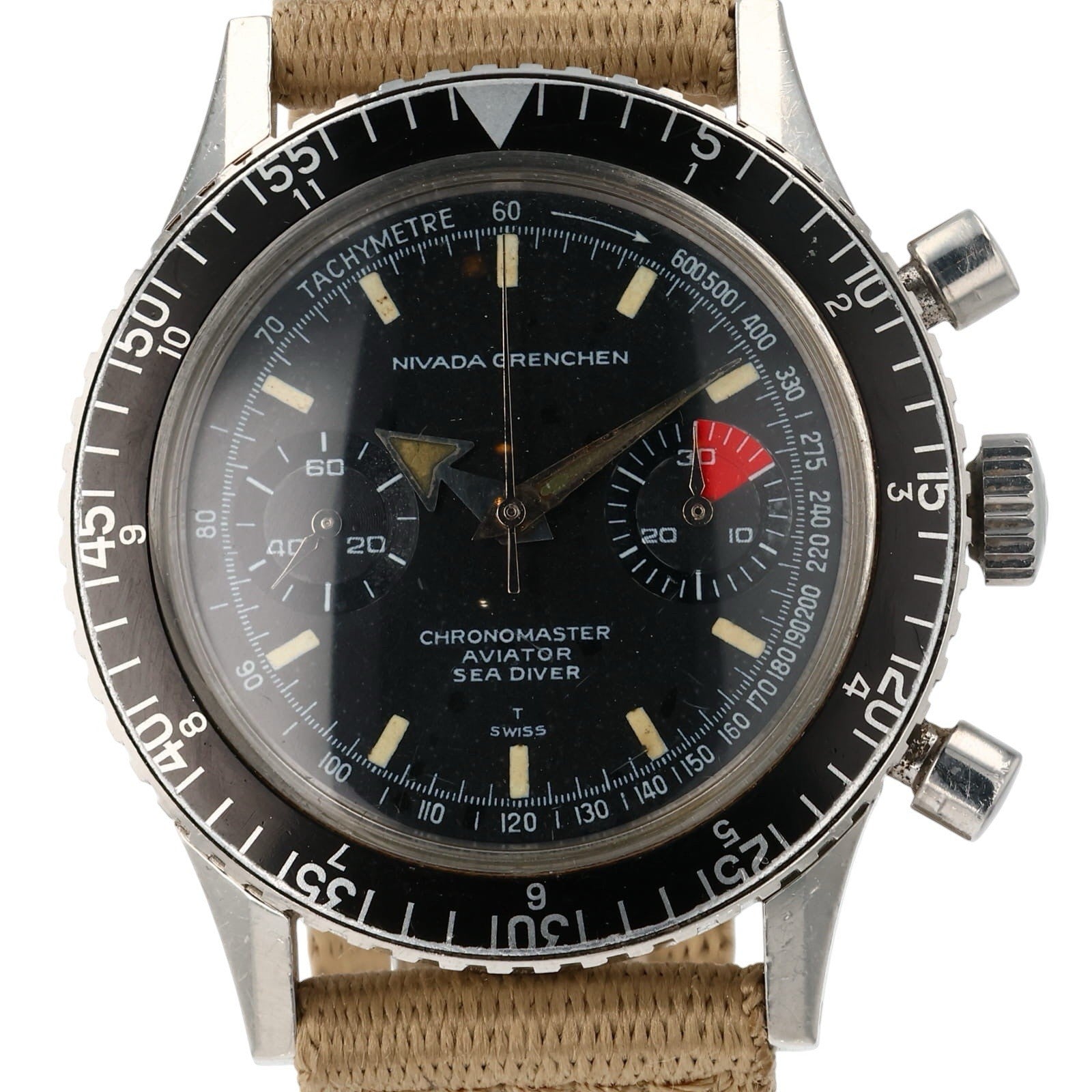 Nivada Chronomaster Stainless Steel Black Dial 38mm Manual Wind Men’s 85004