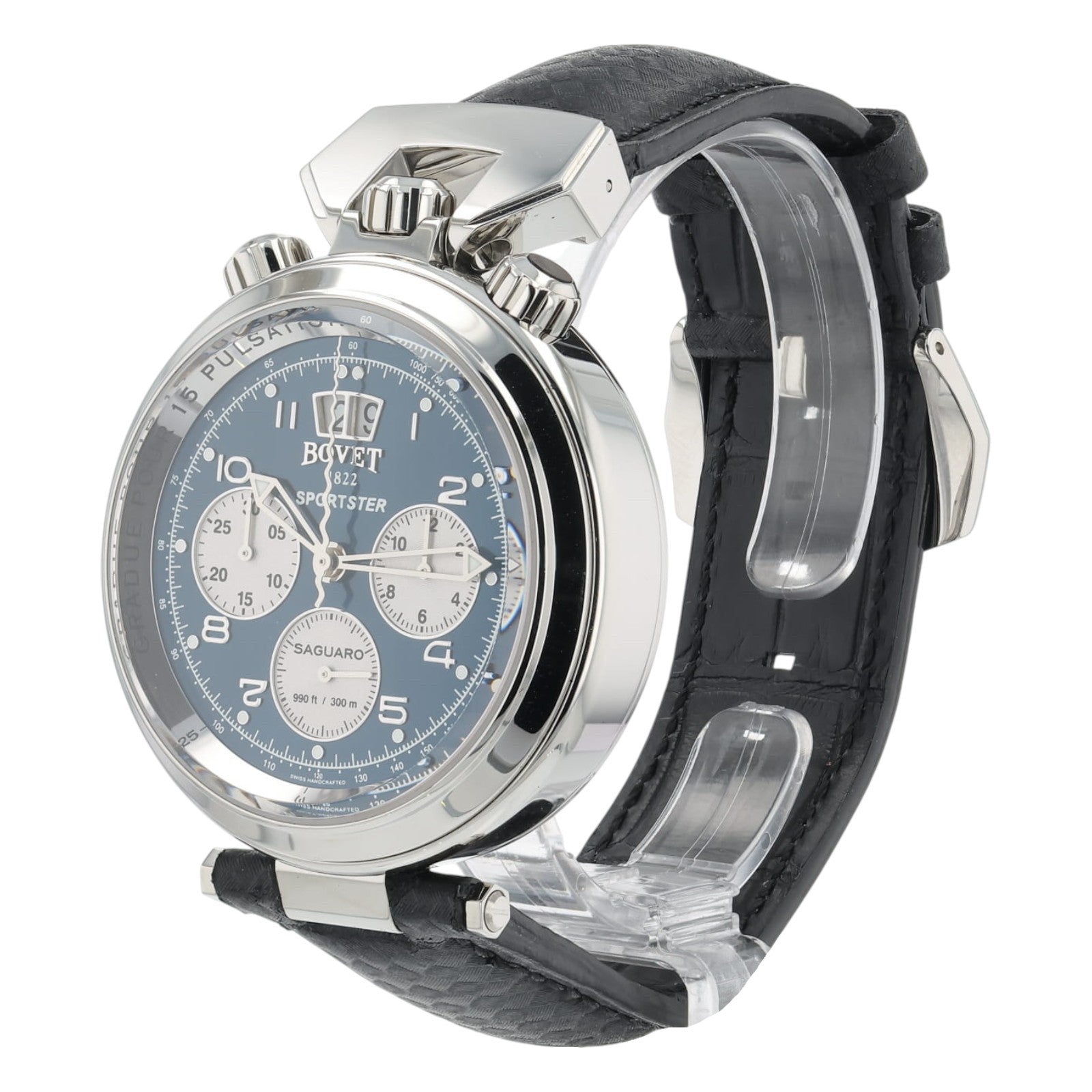 NEW 2025 Bovet Sportster Saguaro Steel Blue Dial 46mm Auto Men's Watch SP0477