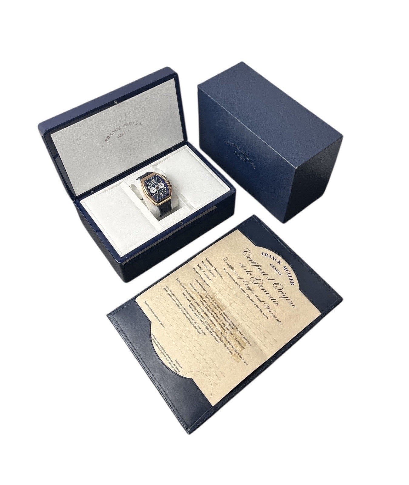 Franck Muller Vanguard Yachting 18k Rose Gold Blue Dial 45mm Automatic Watch