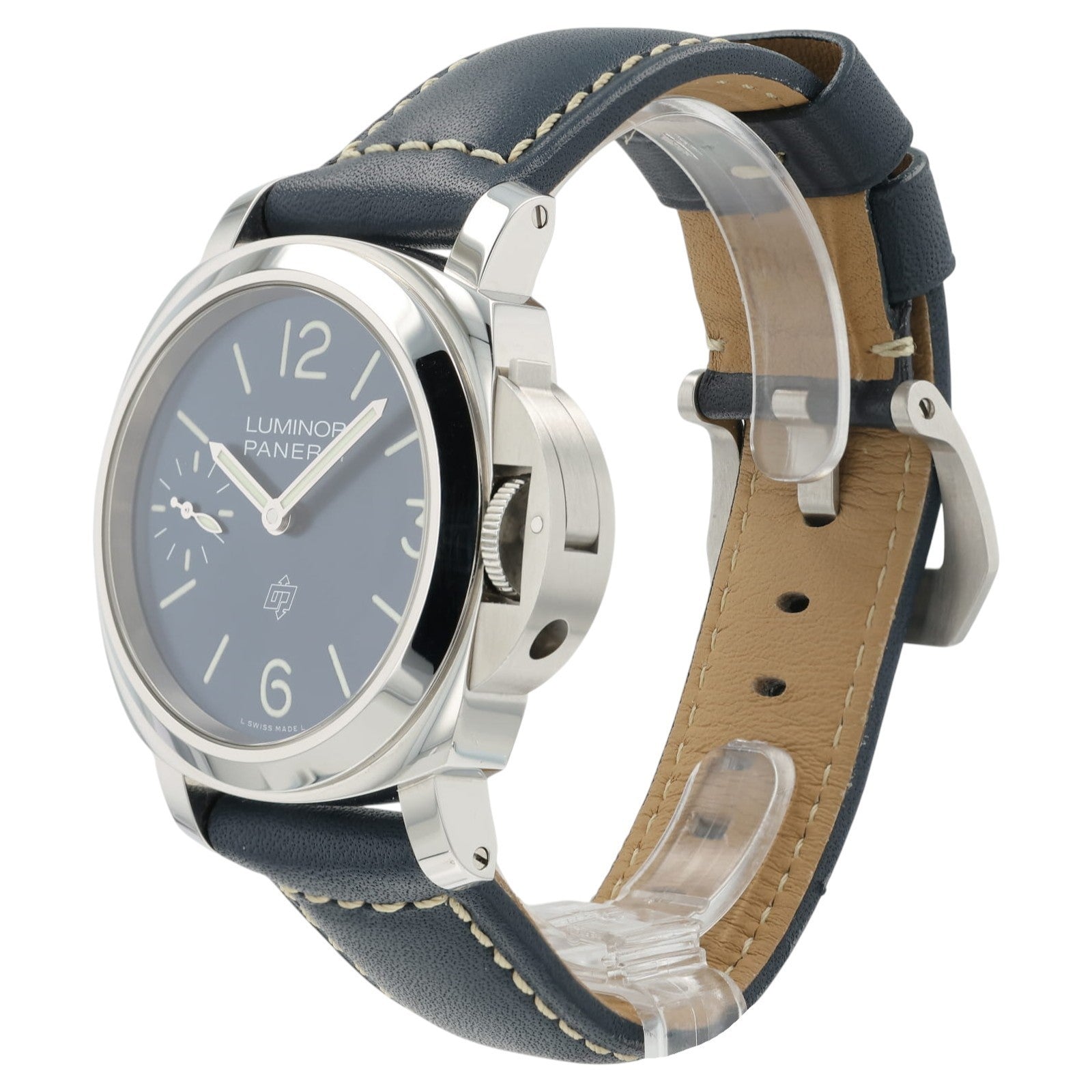 Panerai Luminor Blue Dial Stainless Steel 44mm Manual Wind Mens Watch PAM1085