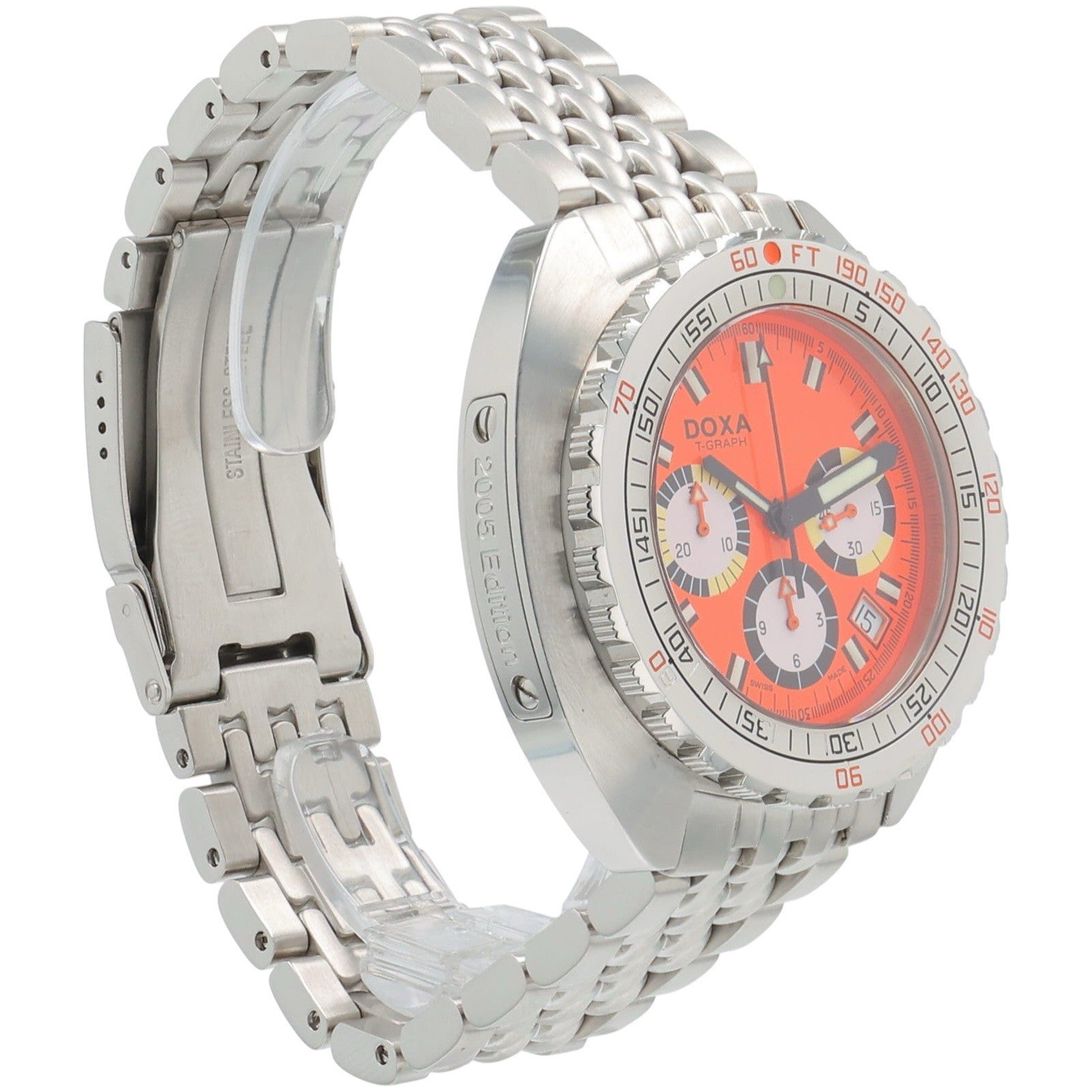 Doxa T-Graph Stainless Steel Orange Dial 43mm Automatic Mens Watch 805.10.351.10