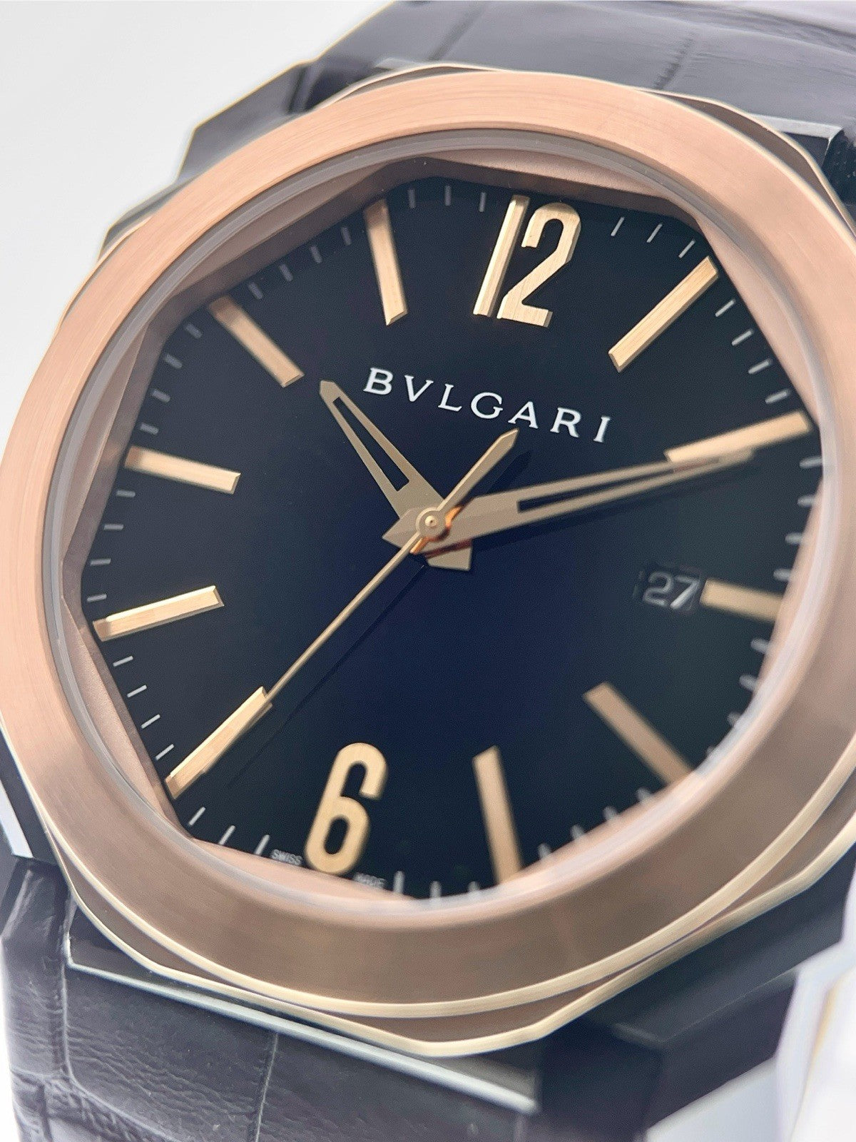 Bulgari Octo 18k Rose Gold Black Dial 41mm Automatic Men’s Watch BGOP41SG