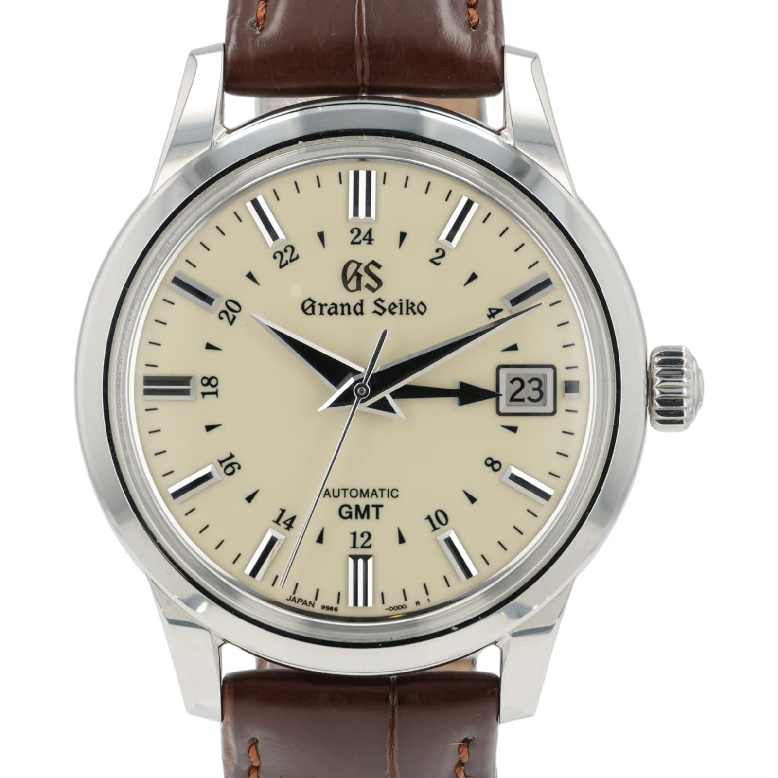 Grand Seiko Elegance GMT Ivory Dial Steel 39.5mm Automatic Mens Watch SBGM221