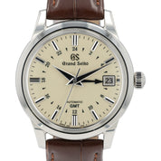 Grand Seiko Elegance GMT Ivory Dial Steel 39.5mm Automatic Mens Watch SBGM221
