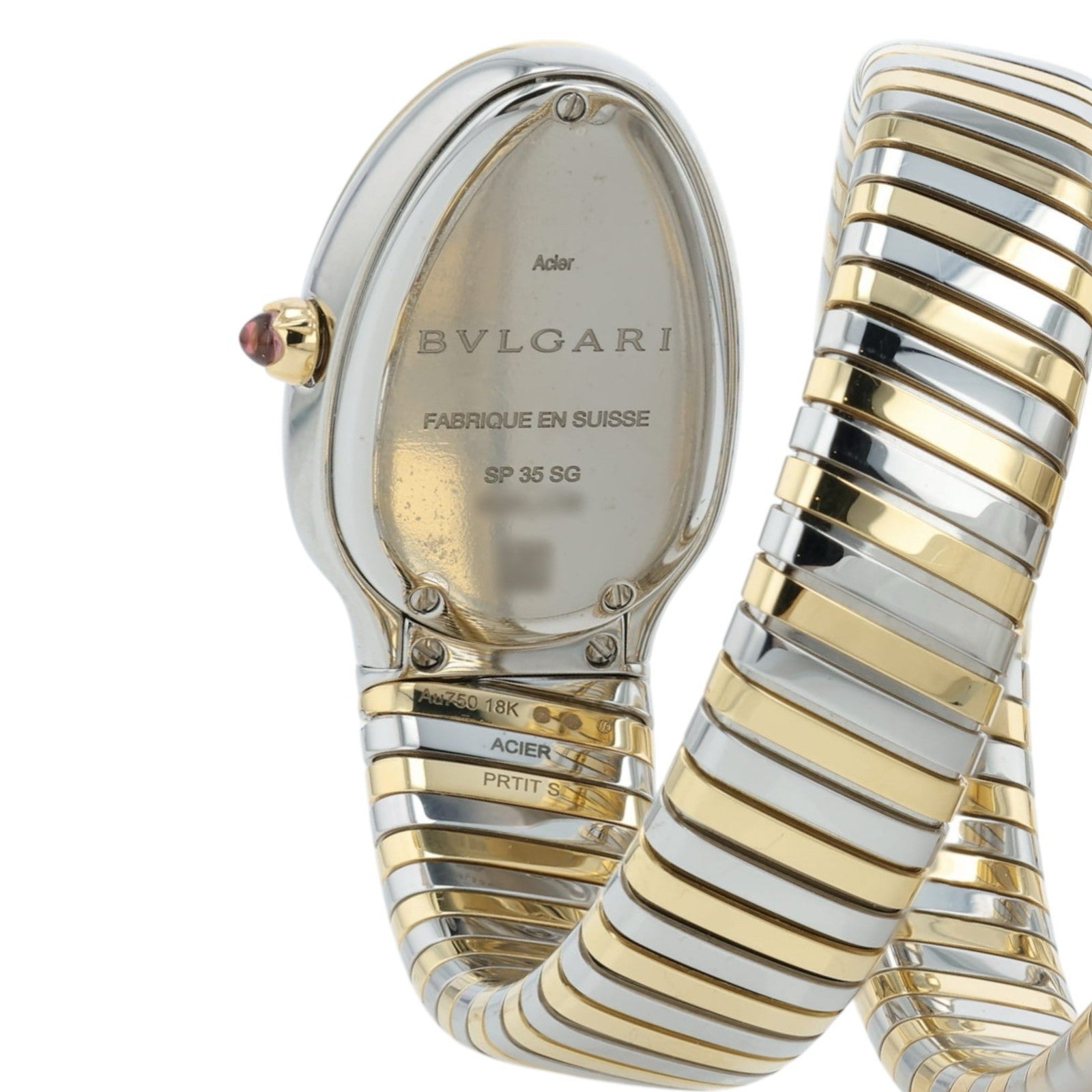 Bvgari Serpenti Tubogas Silver Color Dial Gold & Steel 35mm Quartz Womens 103797