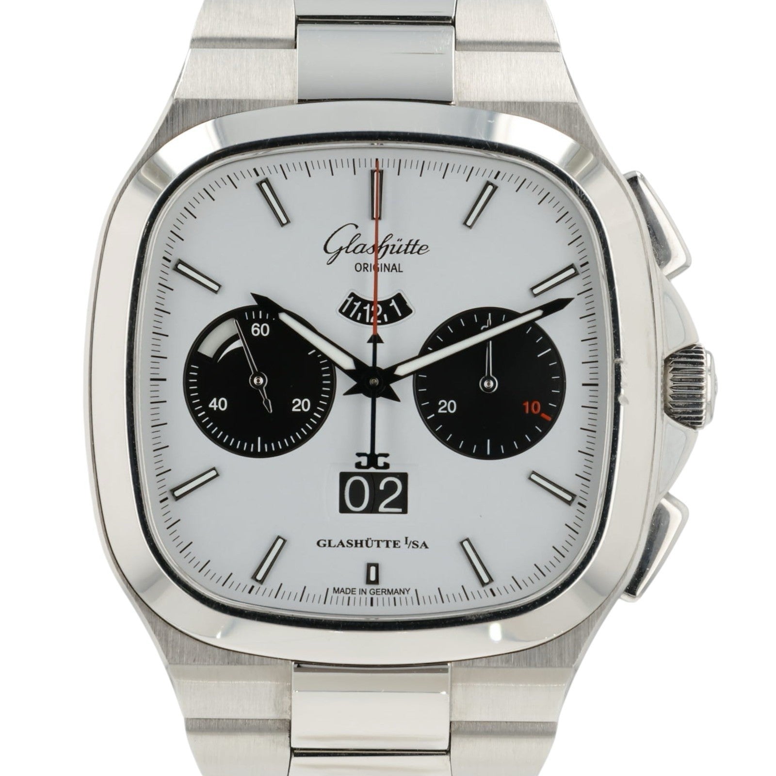 Glashutte Seventies Chrono White Dial Steel 40mm Auto Watch 1-37-02-18-02-70