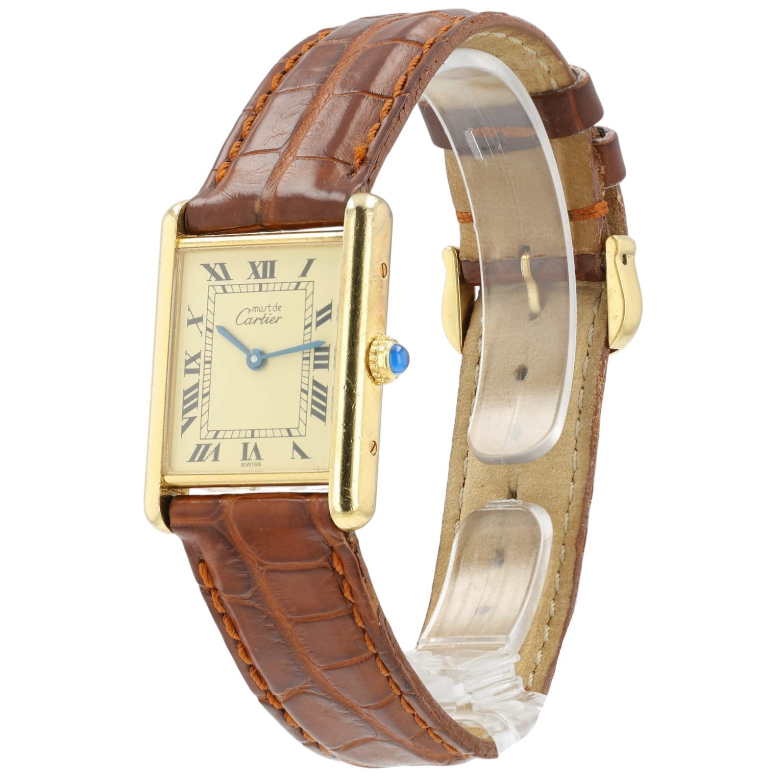 Cartier Must De Tank Ivory Roman Dial Vermeil 23x30mm Quartz Unisex Watch 590005