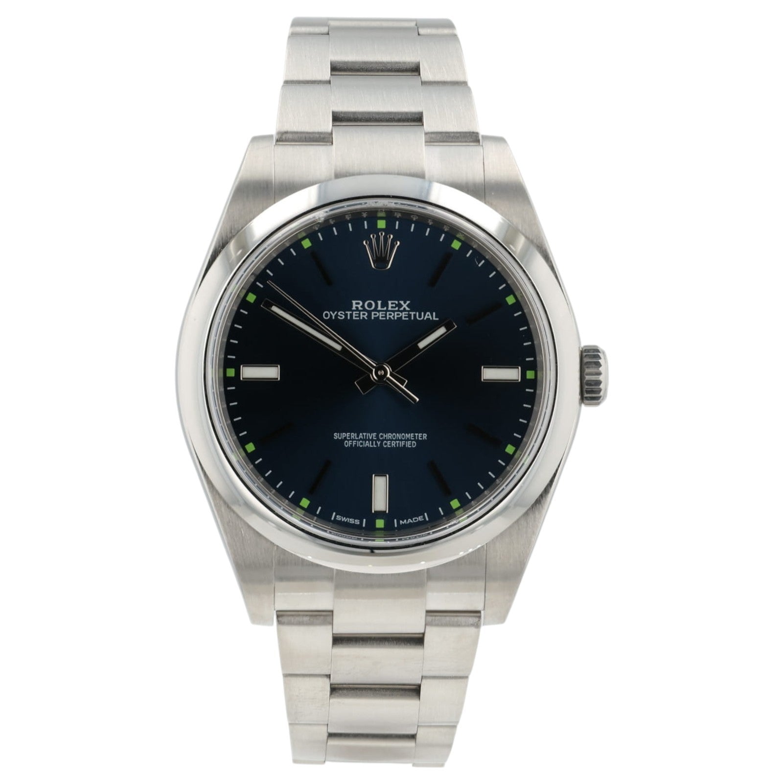 Rolex Oyster Perpetual Blue Dial Stainless Steel 39mm Automatic Mens 114300