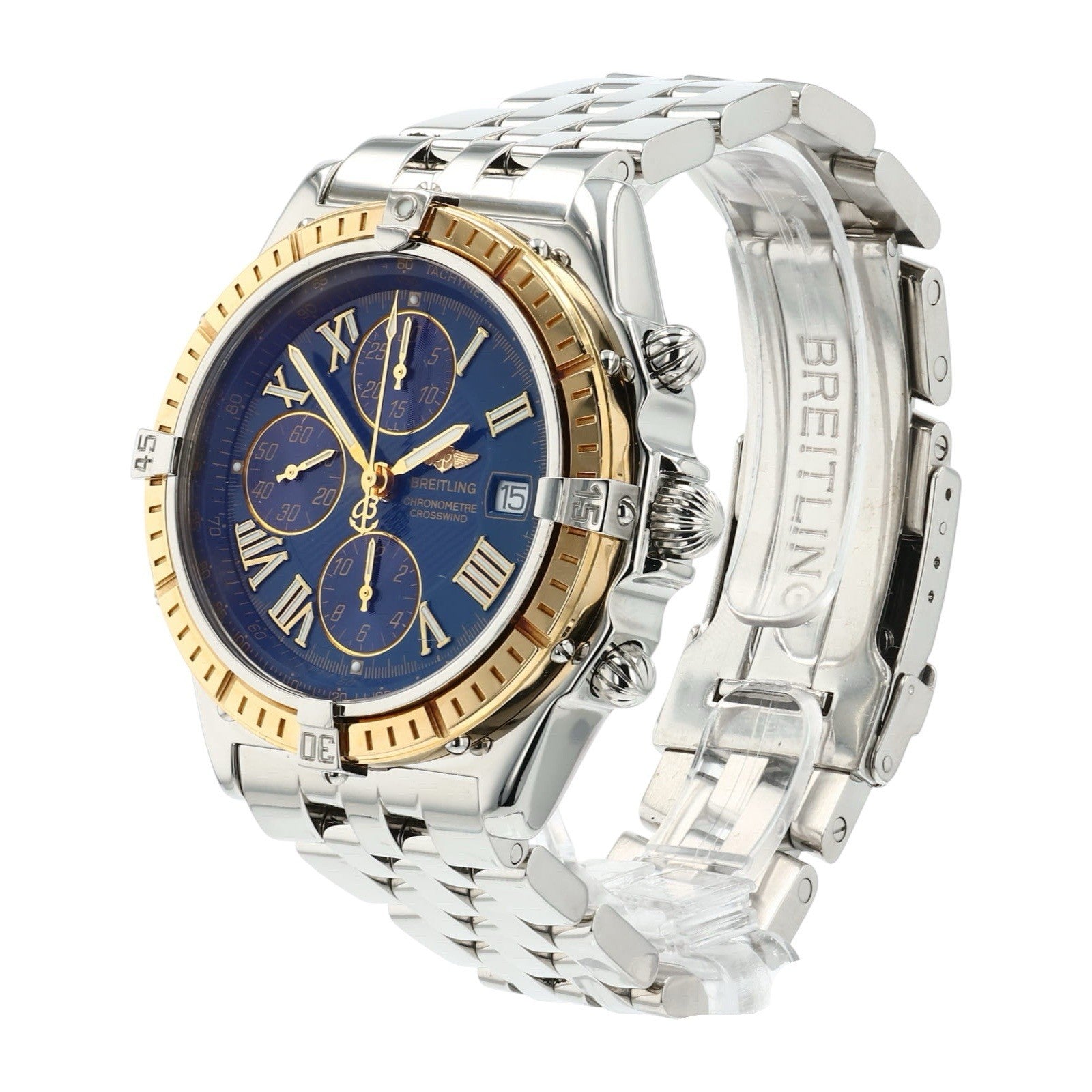 Breitling Crosswind Gold & Steel Blue Dial 43mm Automatic Mens Watch D13355
