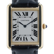 Cartier Tank Solo 18k Yellow Gold Silver Dial 27mm Quartz Men's Watch W5200004