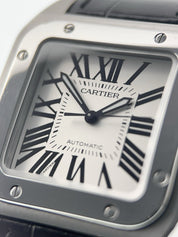 Cartier Santos Stainless Steel Silver Dial Midsize 33mm Automatic Men's Watch