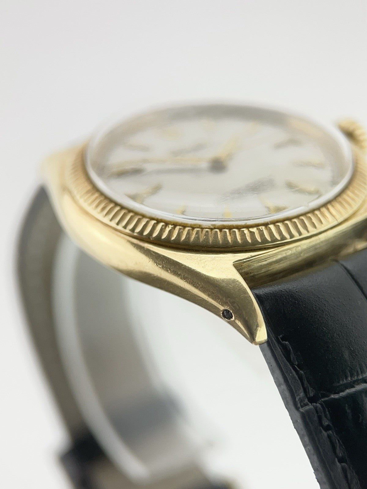 Rolex Oyster Precision 18k Yellow Gold Silver Dial 34mm Automatic Mens Watch