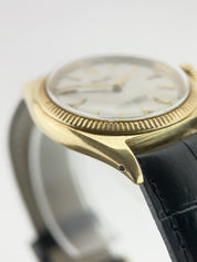 Rolex Oyster Precision 18k Yellow Gold Silver Dial 34mm Automatic Mens Watch