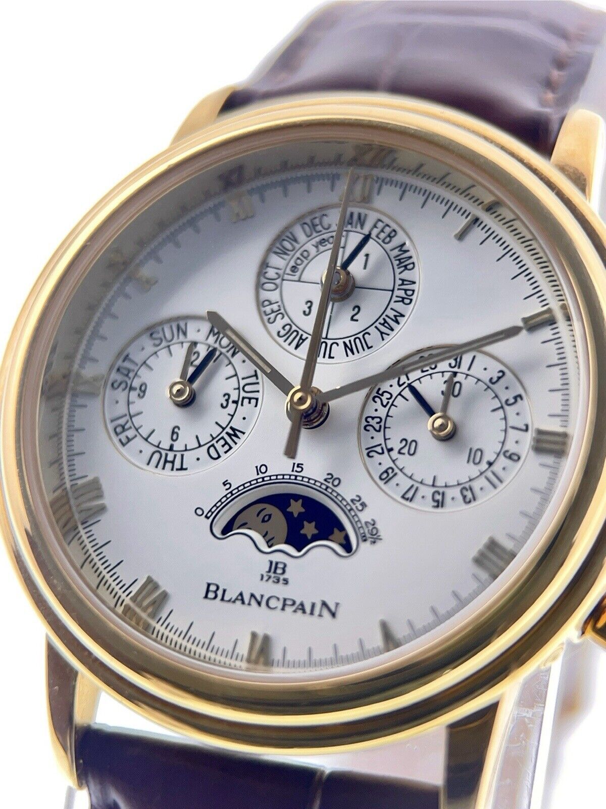 Blancpain Perpetual Calendar 18k Yellow Gold White Dial Automatic Men’s 5585