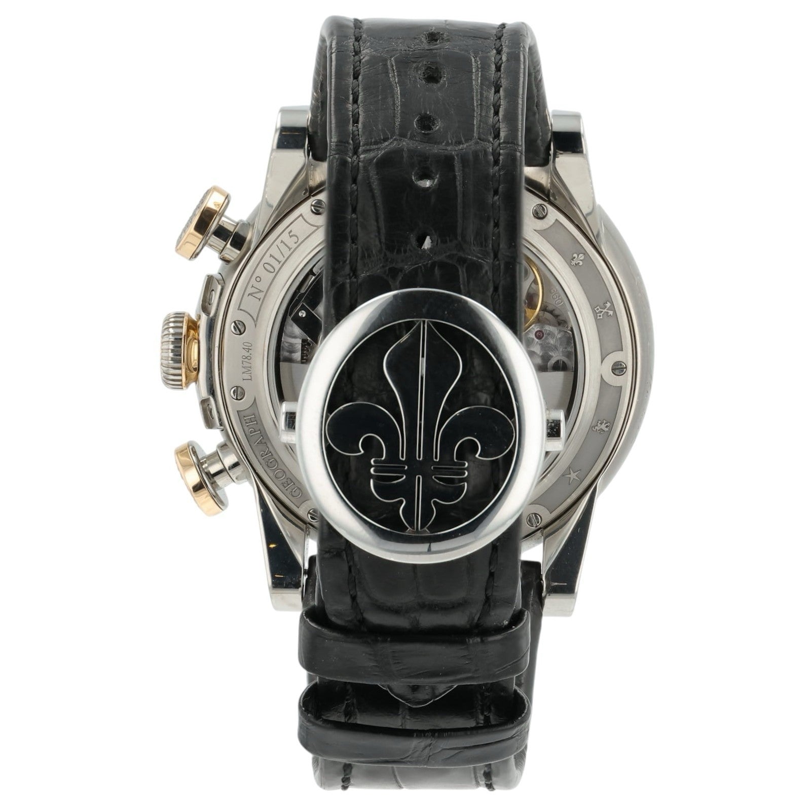 Louis Moinet Geograph Black Dial Steel and Rose Gold 45.5mm Automatic Mens Watch