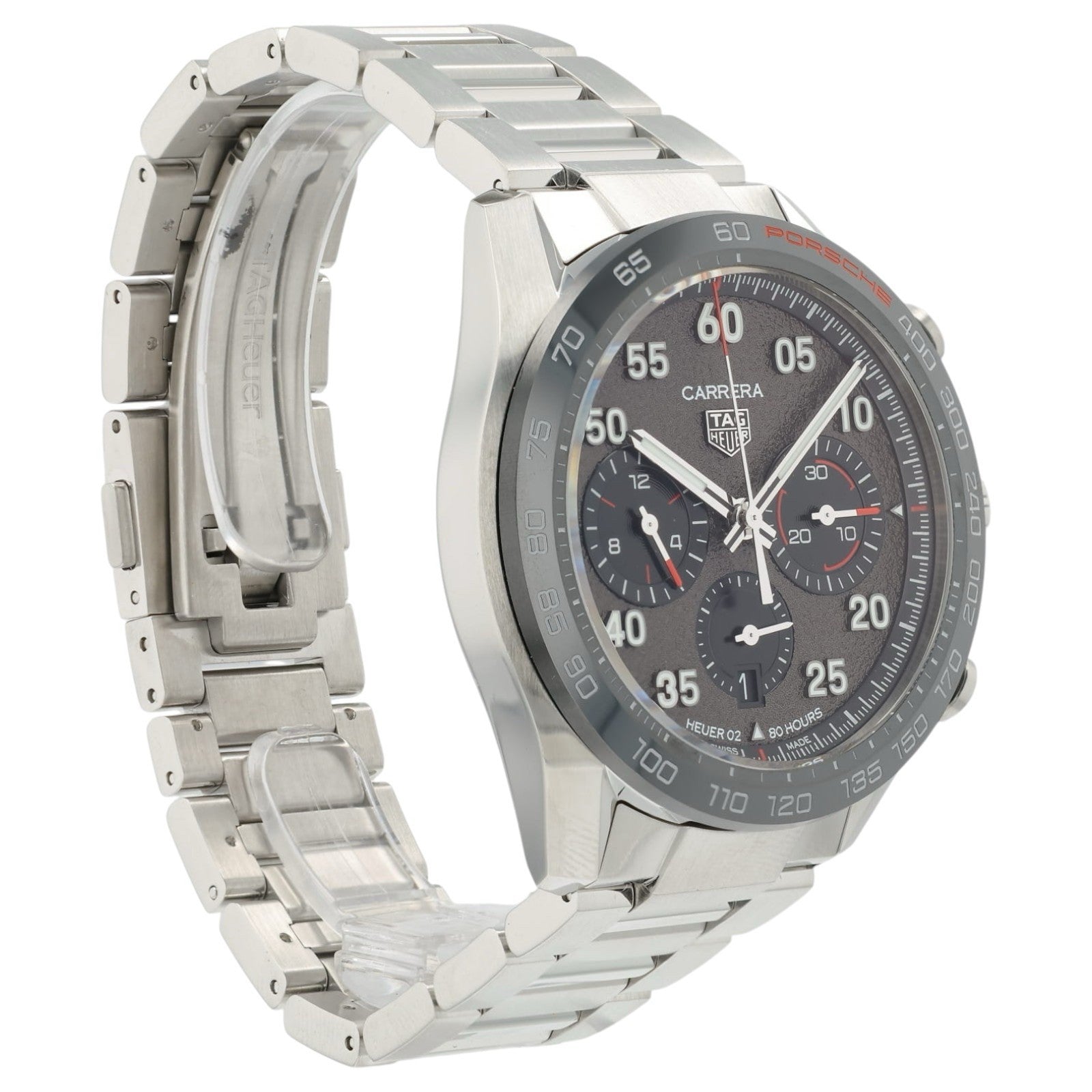 Tag Heuer Porsche Carrera Black Dial Stainless Steel 44mm Automatic Mens CBN2A1F