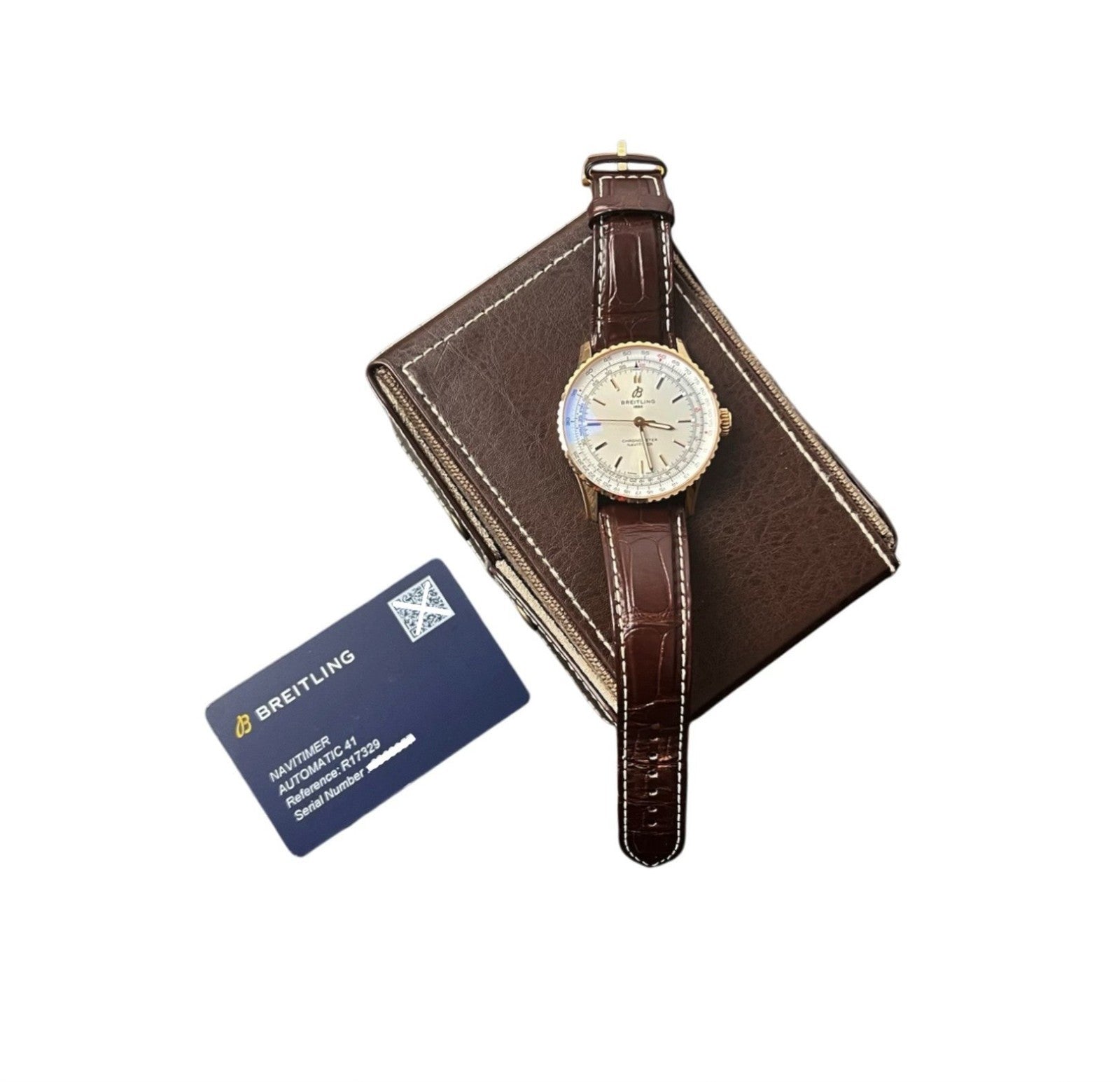 Breitling Navitimer Automatic Silver Dial 18k Rose Gold 41mm Automatic R17329