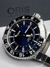 Oris Aquis GMT Date 43mm Men's Watch Blue Dial 01 798 7754 4135 w/ Box & Papers