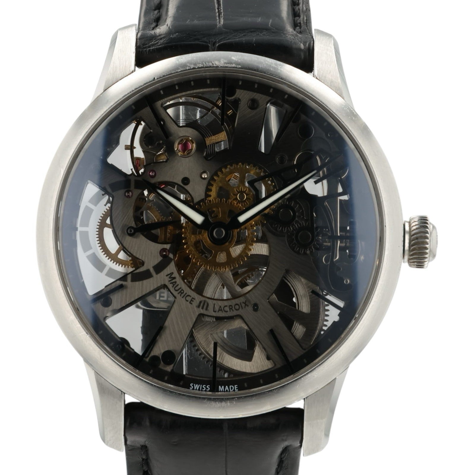Maurice Lacroix Skeleton Dial Stainless Steel 43mm Manual Wind Mens Watch MP7138