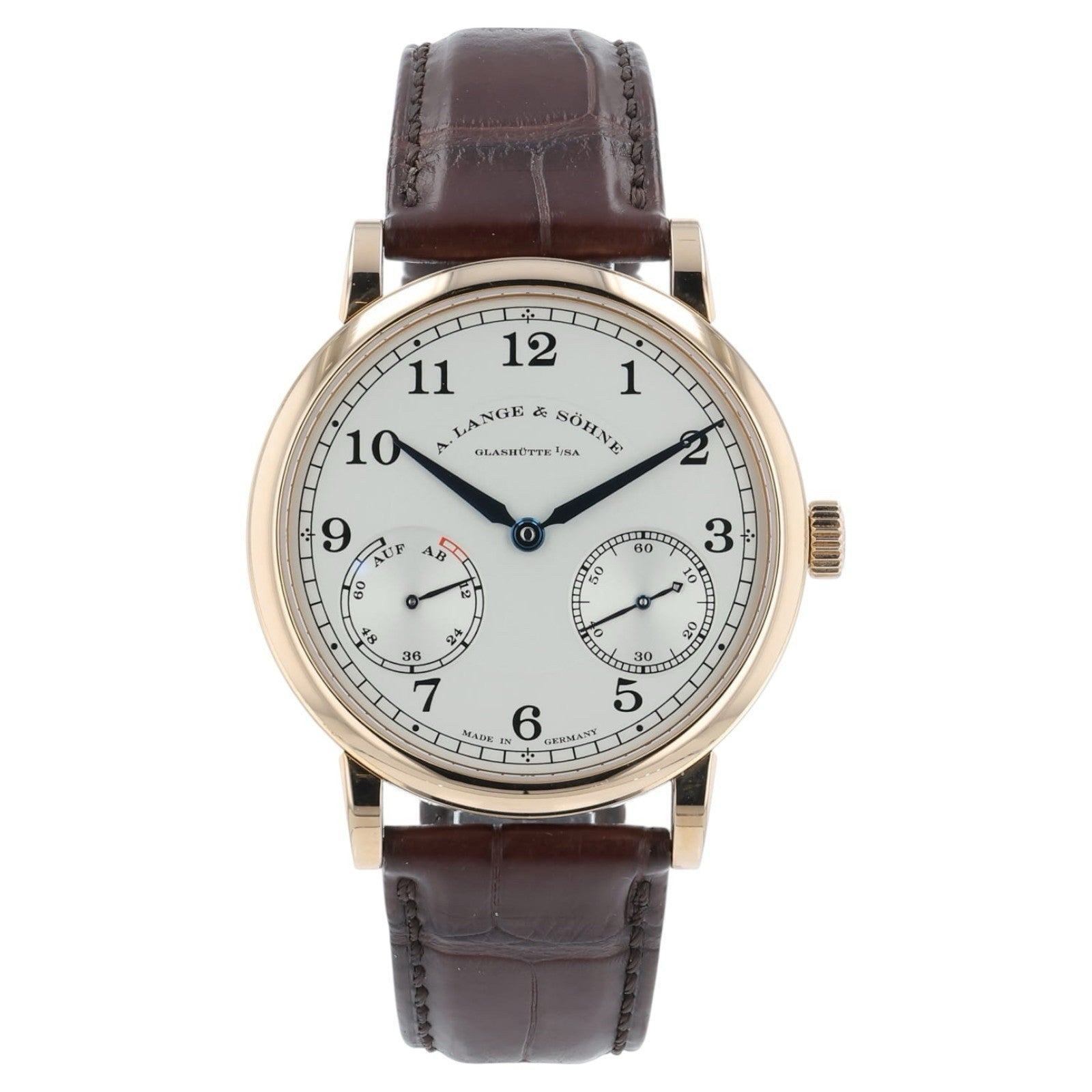 A Lange & Sohne 1815 UP/DOWN 18k Rose Gold Silver Dial 39mm Manual Wind 234.032