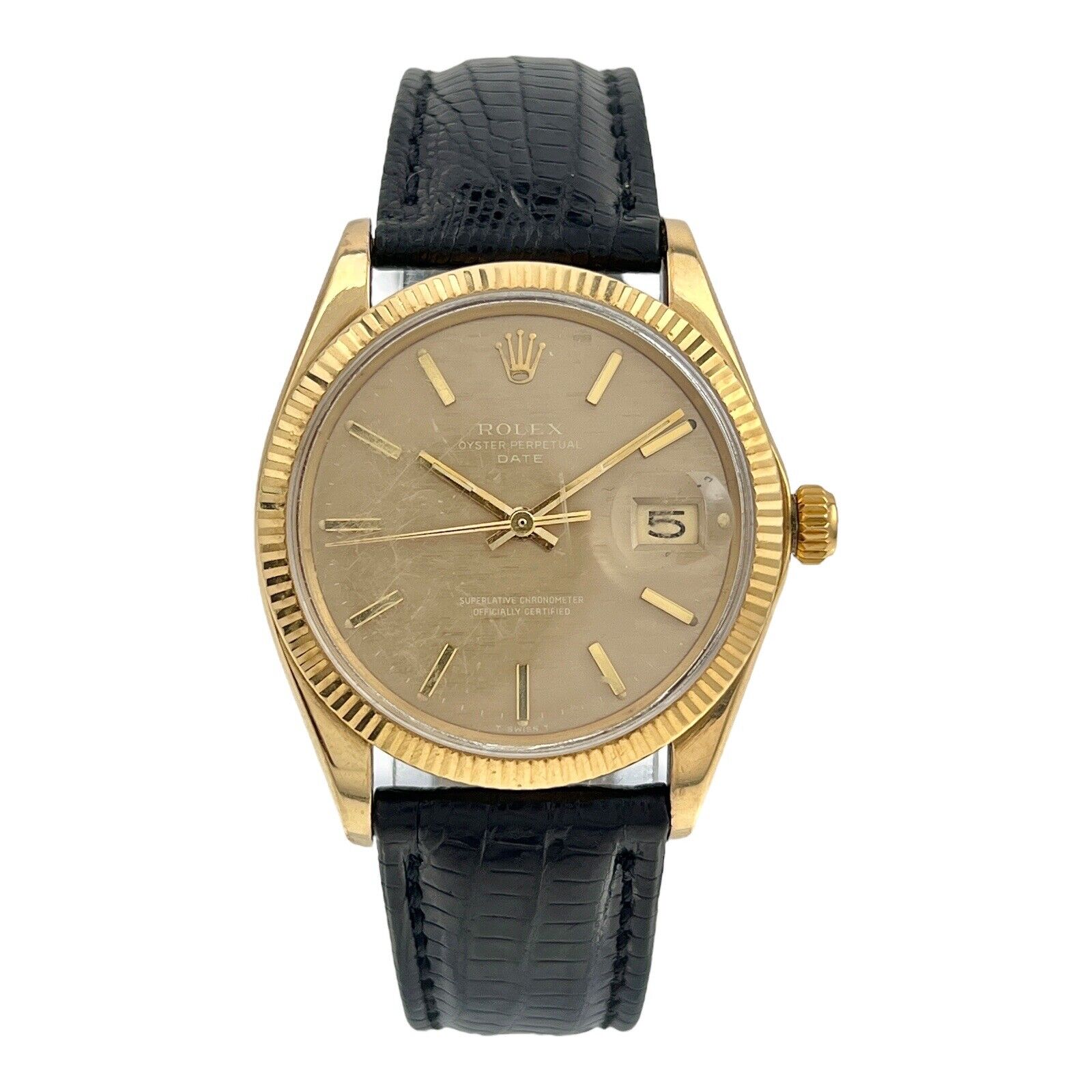 Rolex Date 1503 14K Yellow Gold 1979 Champagne Dial Automatic Men's Watch 34mm