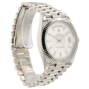Rolex Day Date Silver Motif Dial 18k White Gold 40mm Auto Men's Watch 228239