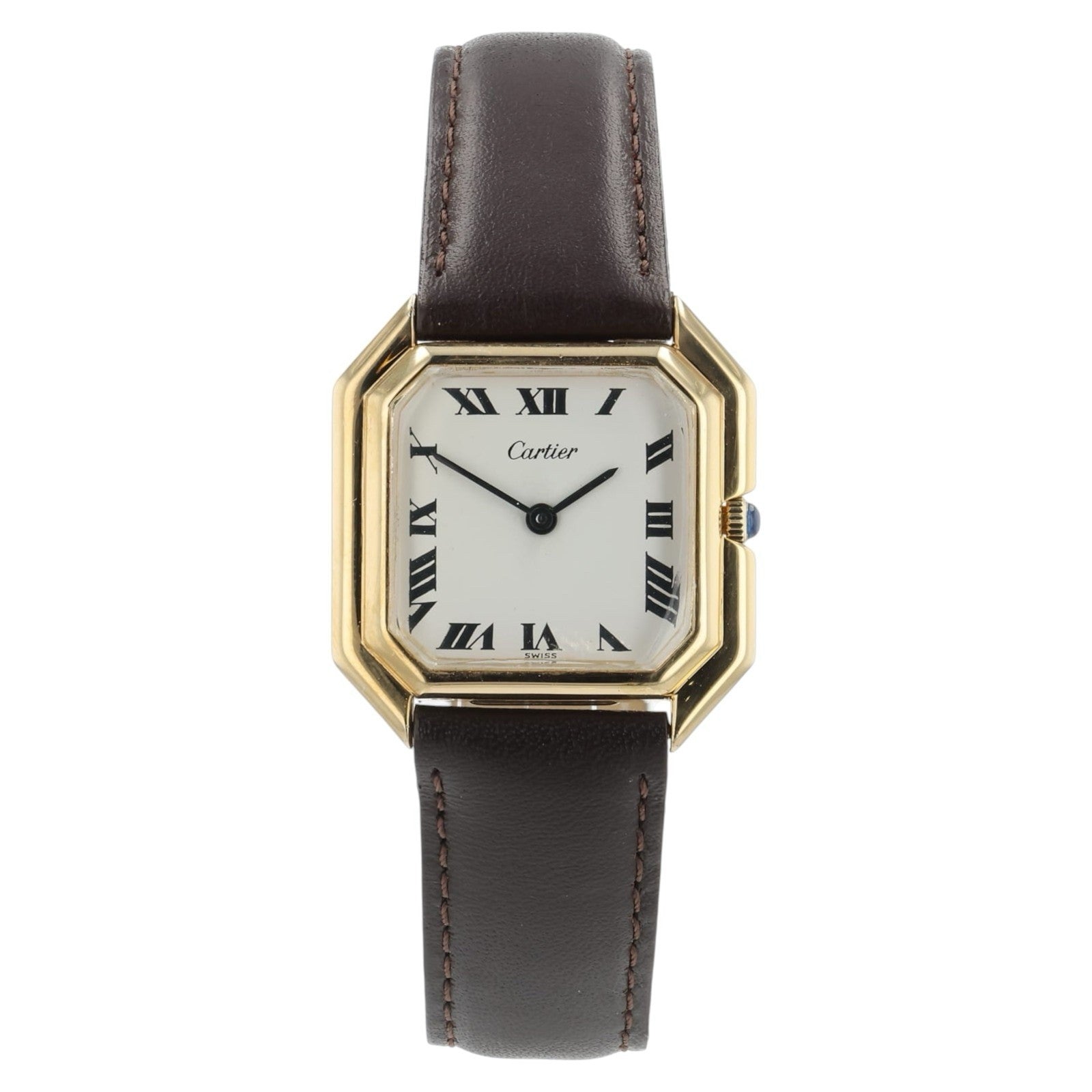 Cartier Cienture Steel-Gold Plated White Dial 30x32mm Manual Wind Unisex Watch