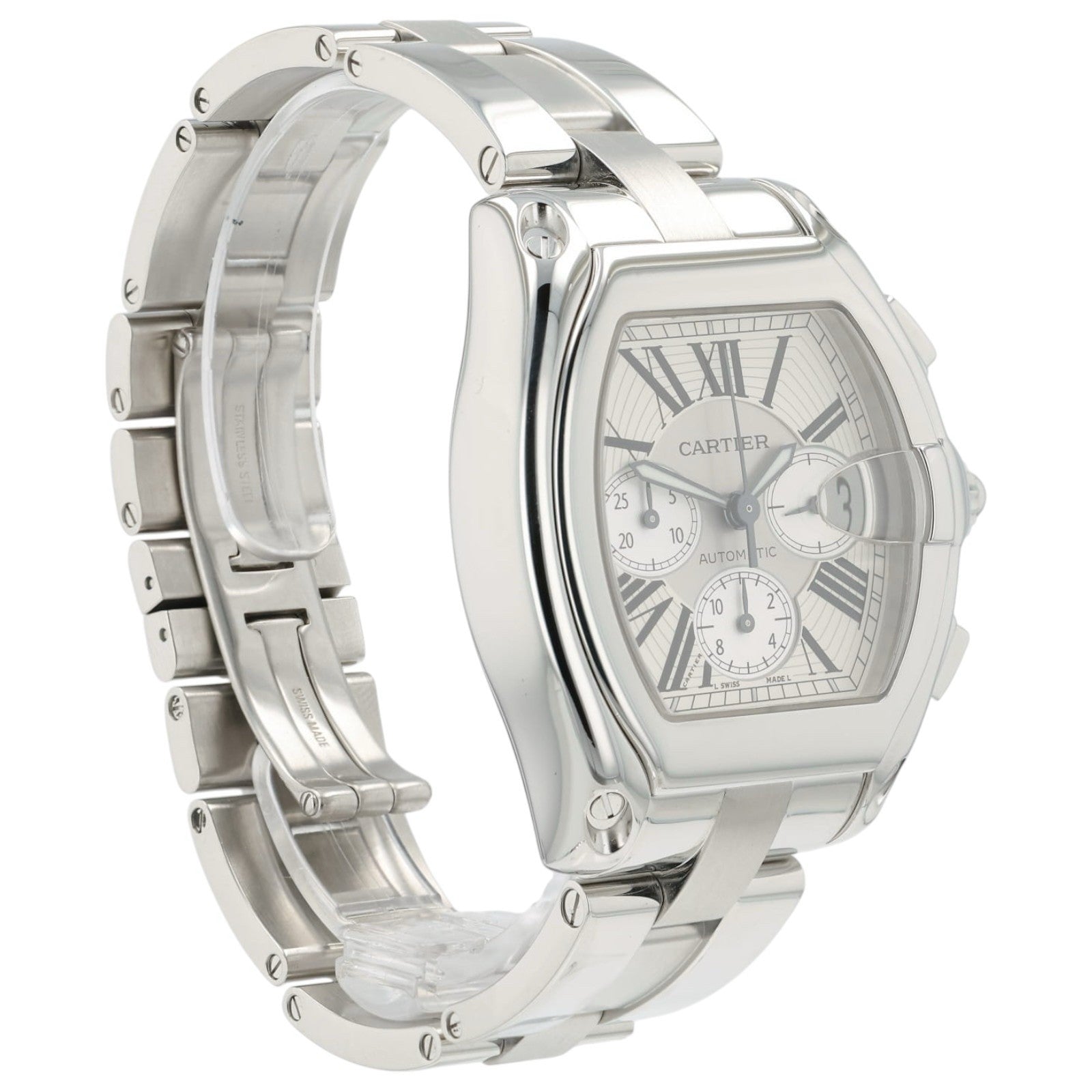 Cartier Roadster Silver Dial Stainless Steel 43mm Automatic Men’s Watch W62019X6
