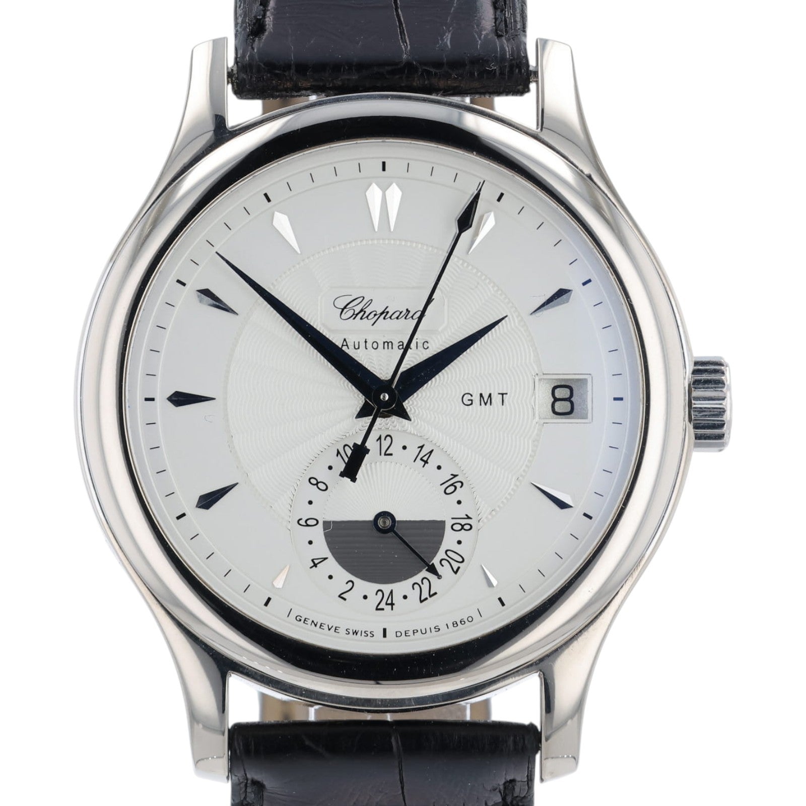 Chopard LUC GMT Silver Dial 18k White Gold 38mm Automatic Mens Watch 161867-1001