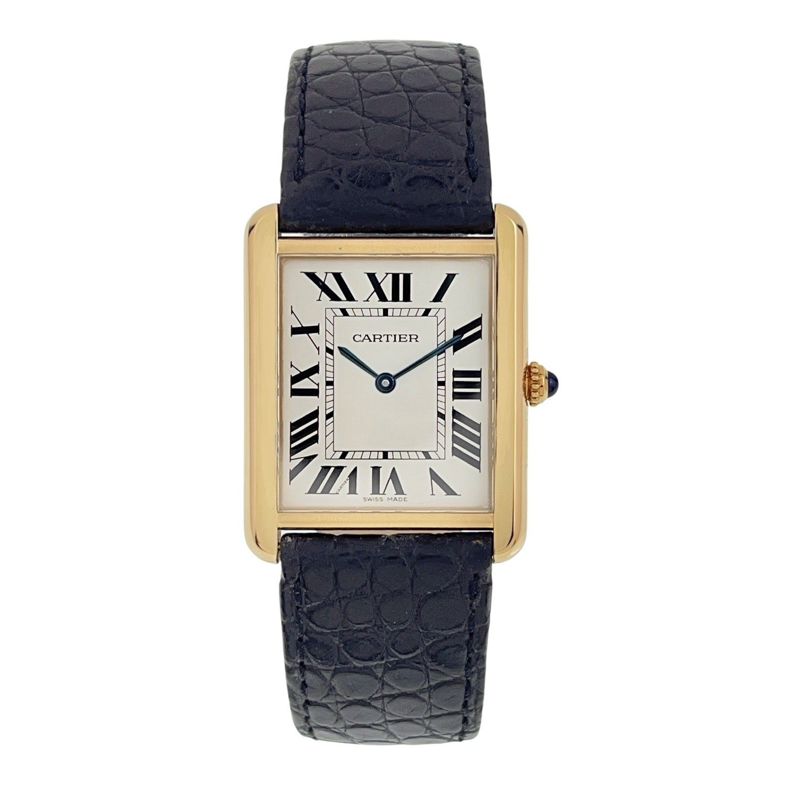Cartier Tank Solo 18k Yellow Gold Silver Dial 27mm Quartz Men's Watch W1018855