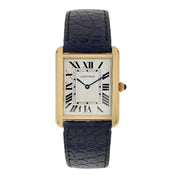 Cartier Tank Solo 18k Yellow Gold Silver Dial 27mm Quartz Men's Watch W1018855