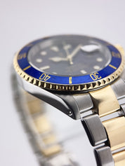 Rolex Submariner Date Gold & Steel Blue Dial 40mm Automatic Mens Watch 16613LB