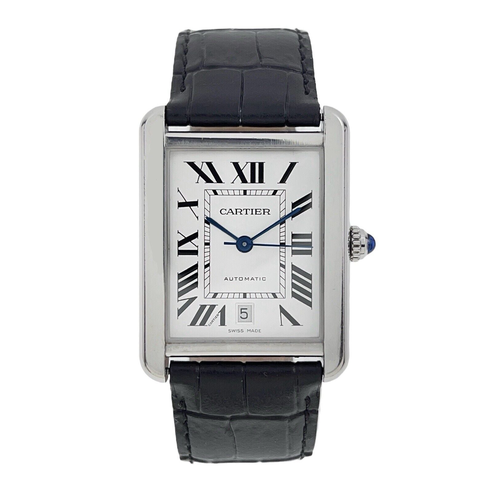 Cartier Tank Solo XL Steel 31mm Automatic Black Roman Dial Men’s Watch W5200028