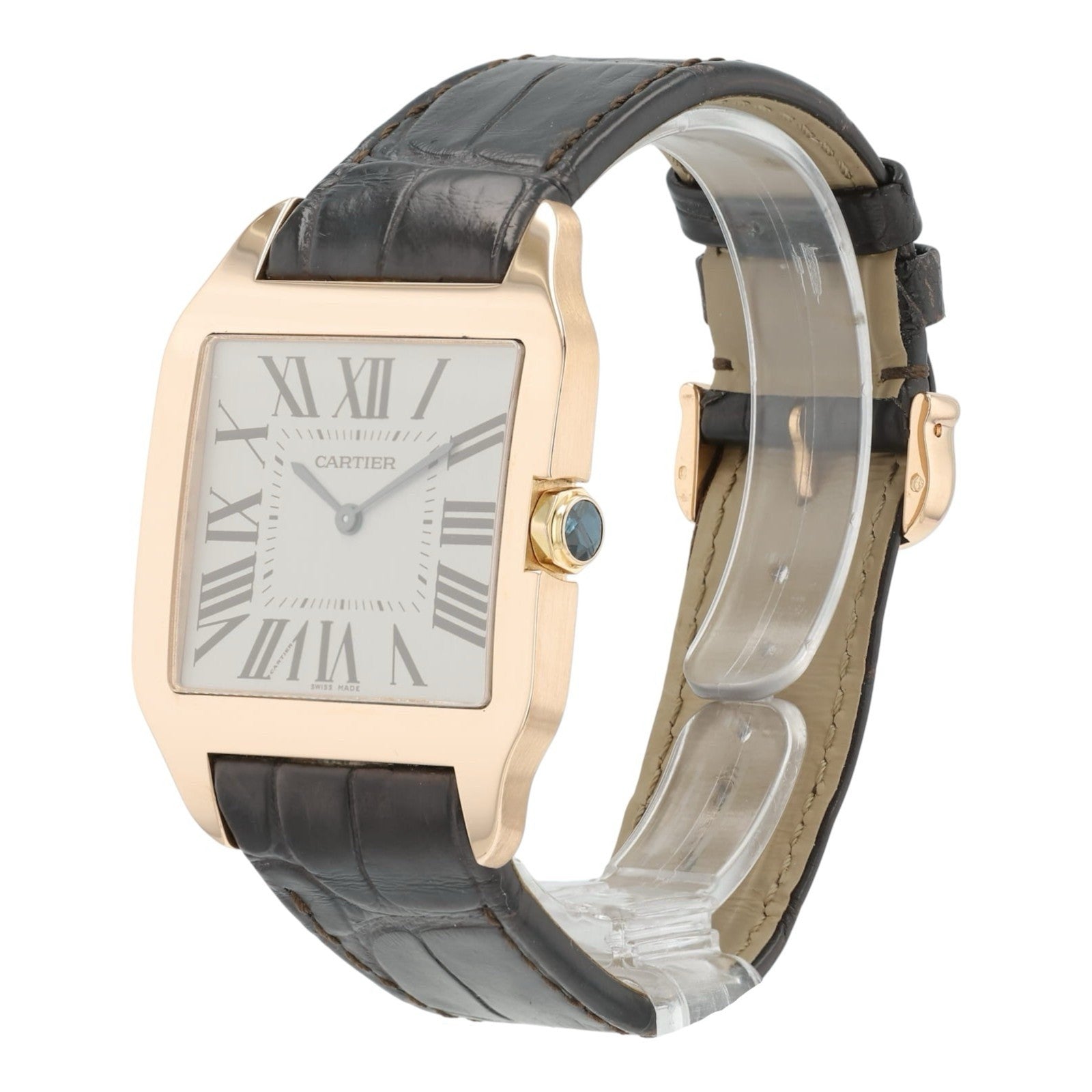 Cartier Santos Dumont Grey Dial 18k Rose Gold 35mm Manual Wind Men’s Watch 2650