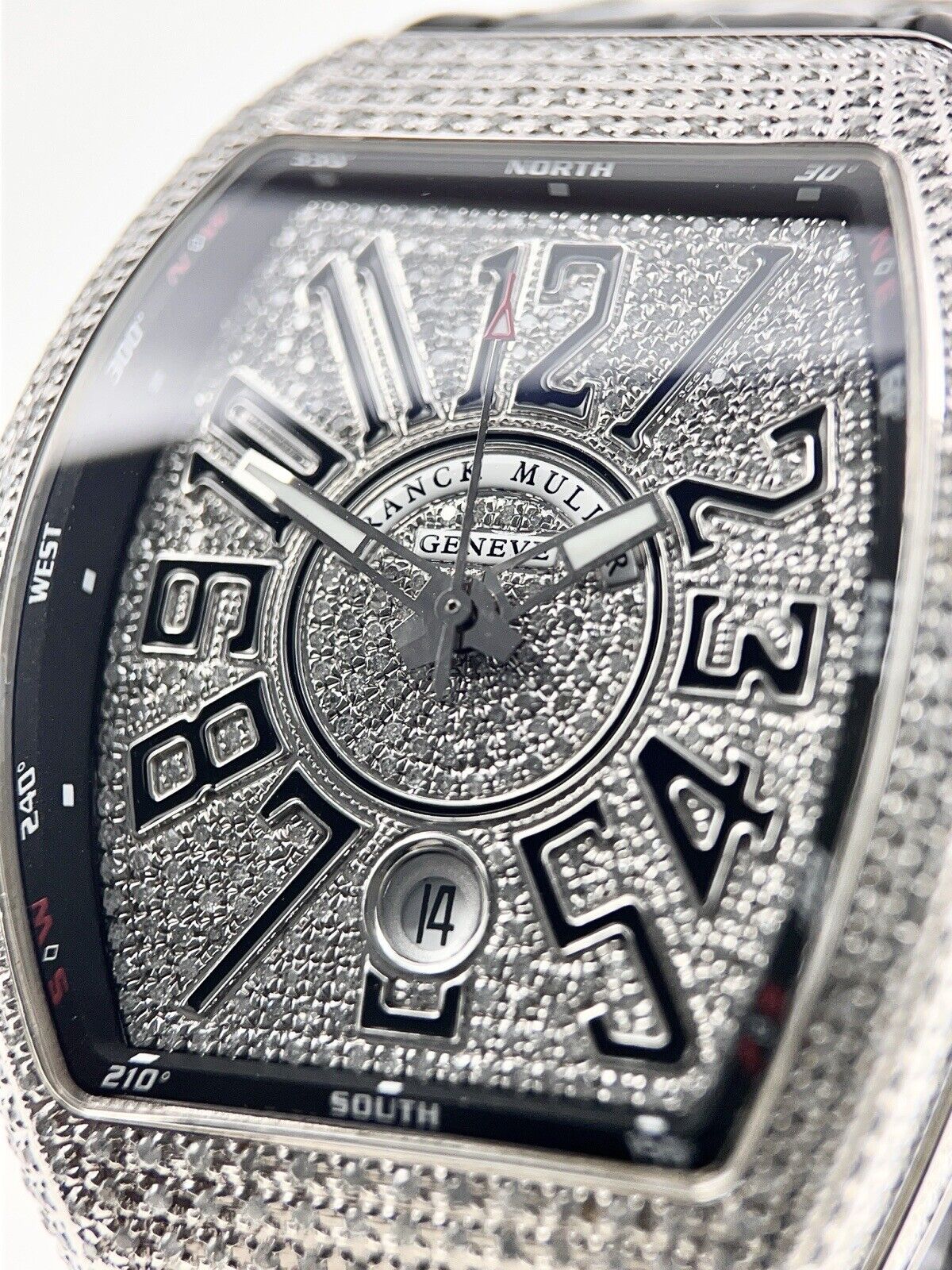 Franck Muller Vanguard Steel 41mm Men’s Watch V41SCDT - Aftermarket Diamonds