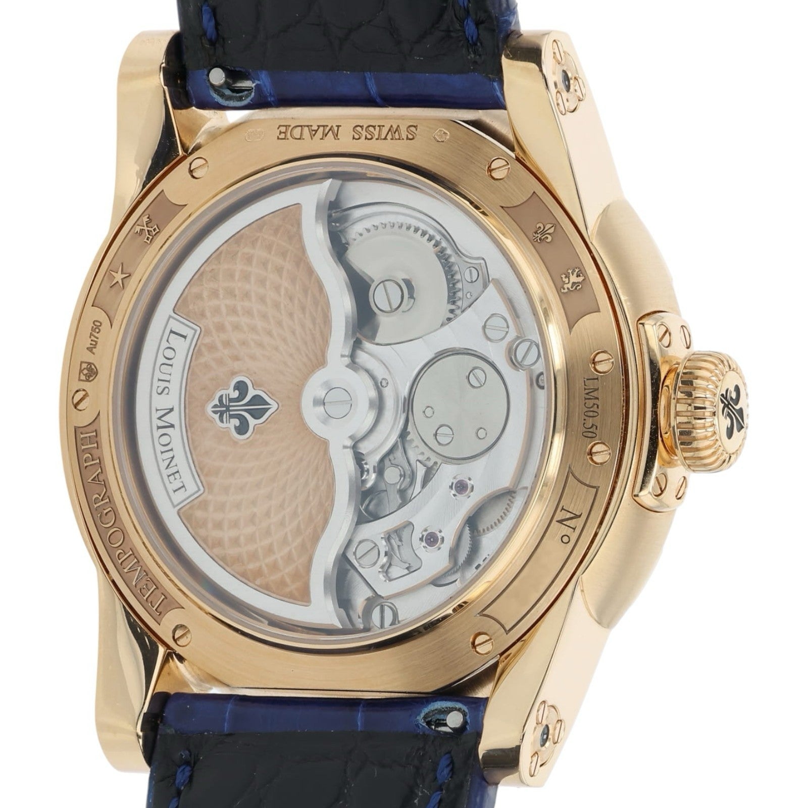 Louis Moinet Tempograph 18k Rose Gold Blue Dial 44mm Automatic Mens 50.550.20