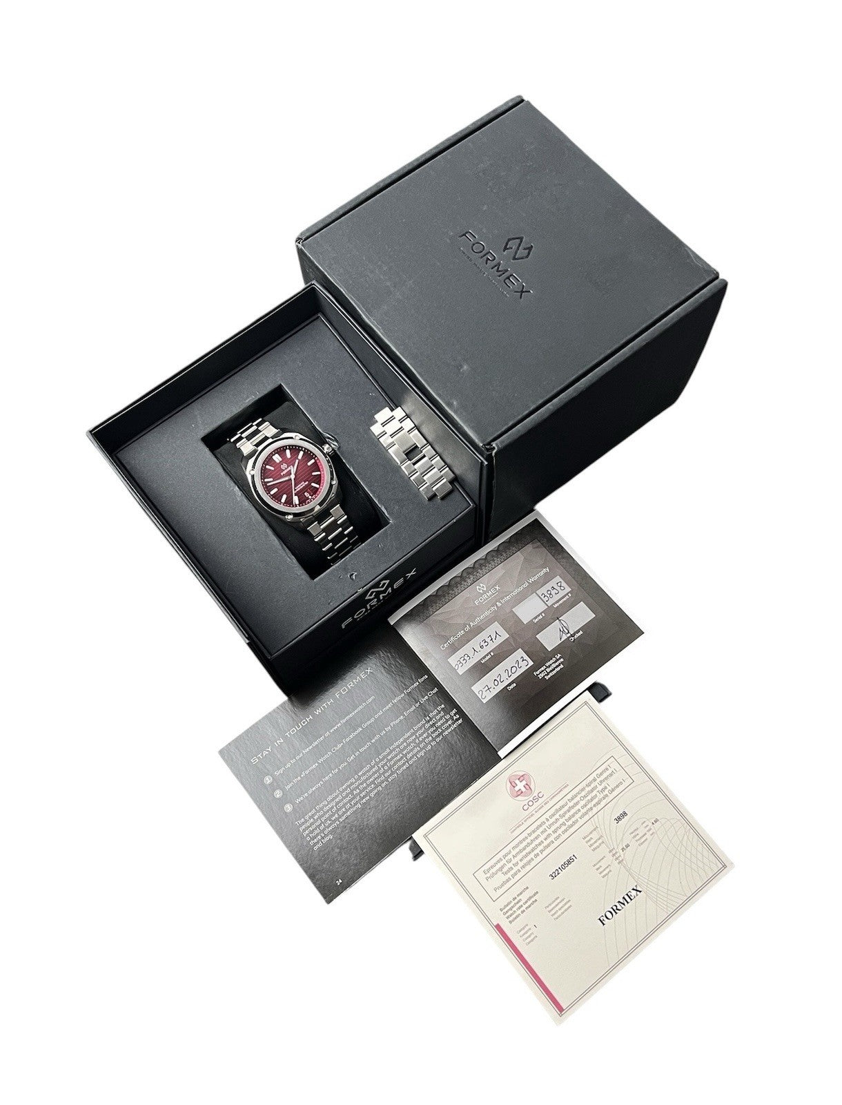 Formex Essence Red Dial Stainless Steel 39mm Automatic Movement Mens Watch 1855