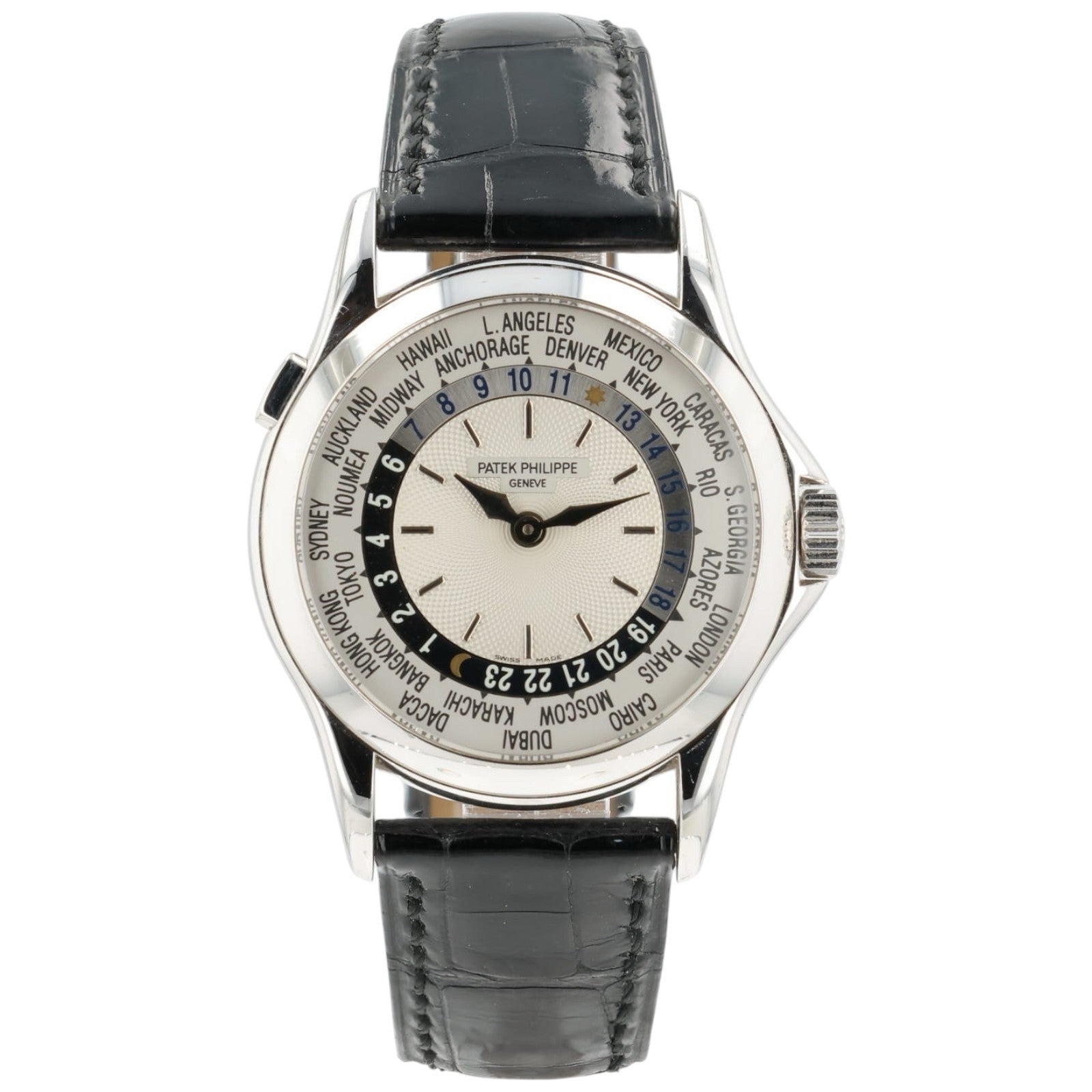 Patek Philippe World Time Silver Dial 18k White Gold 37mm Automatic Men’s 5110G